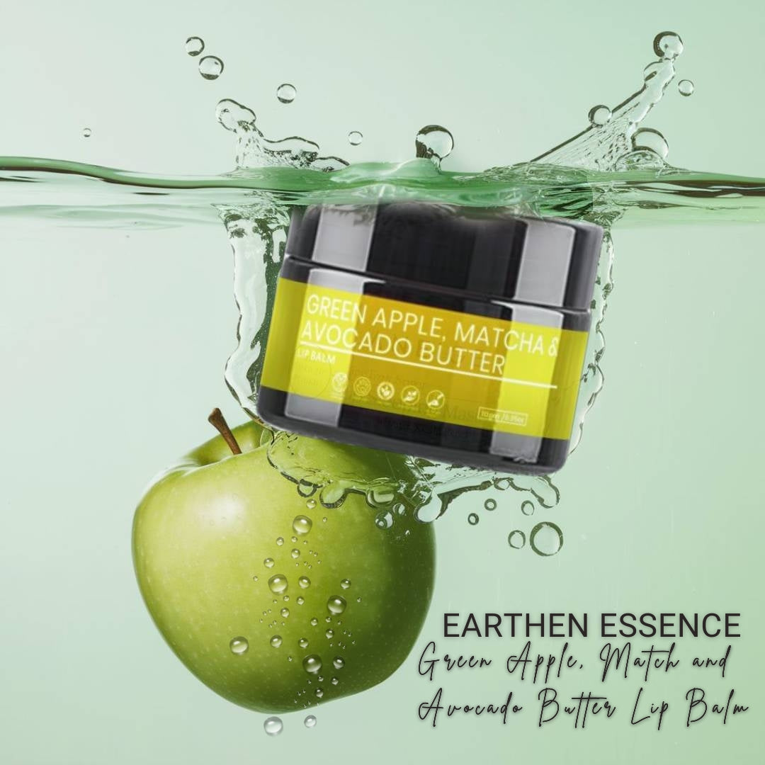 GREEN APPLE, MATCHA and AVOCADO BUTTER Lip Balm | Made with ECOCERT Certified Organic Bees Wax | For Smooth Supple and Lucious Lips | 8 gm