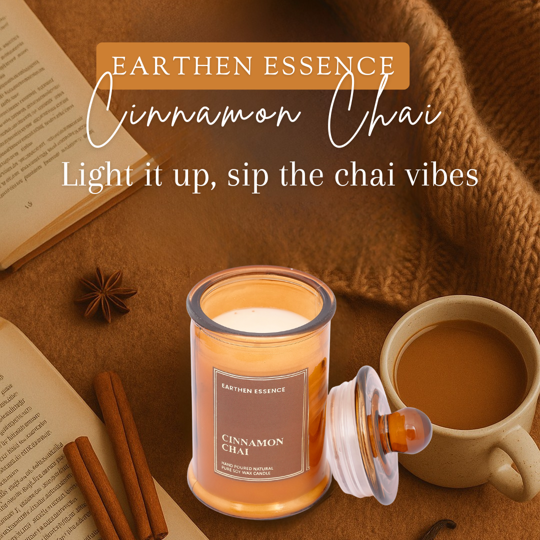 CINNAMON CHAI  Luxury Scented Candle | 100% Natural Soy Wax & IFRA Certified Non Toxic Fragrance ,Lead Free Wick | 150 GMS