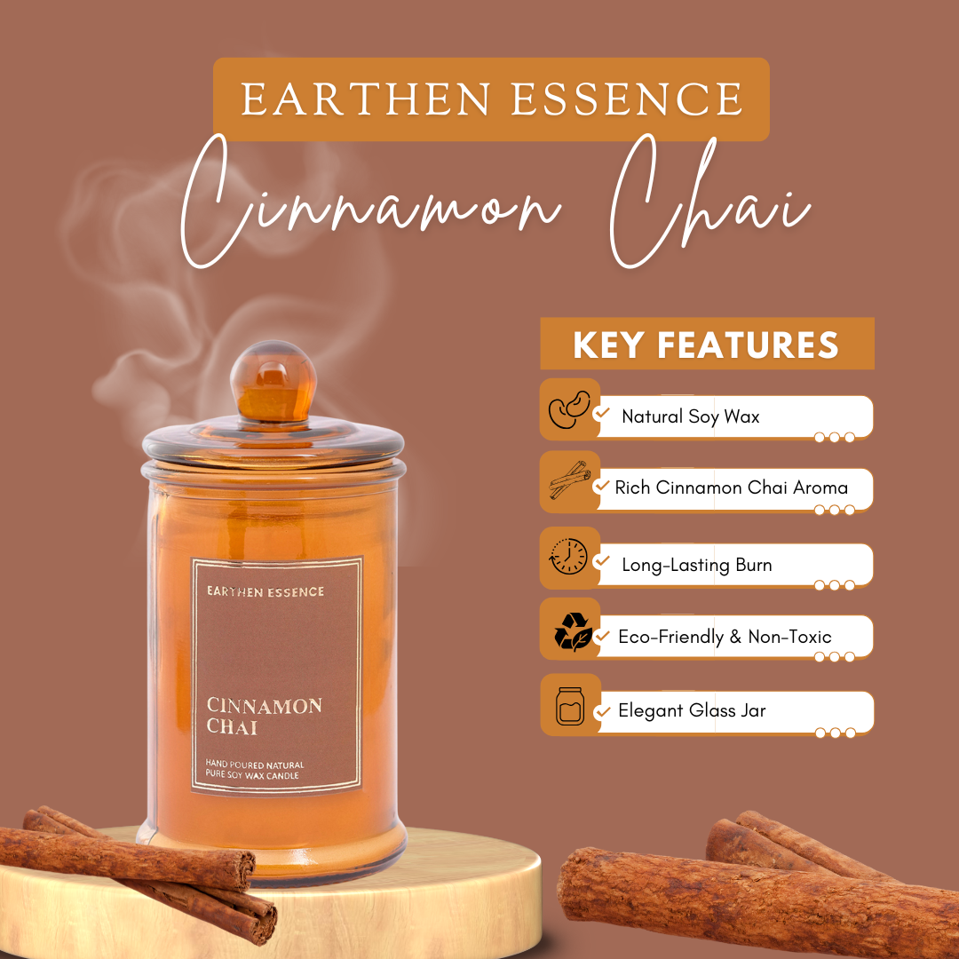 CINNAMON CHAI  Luxury Scented Candle | 100% Natural Soy Wax & IFRA Certified Non Toxic Fragrance ,Lead Free Wick | 150 GMS