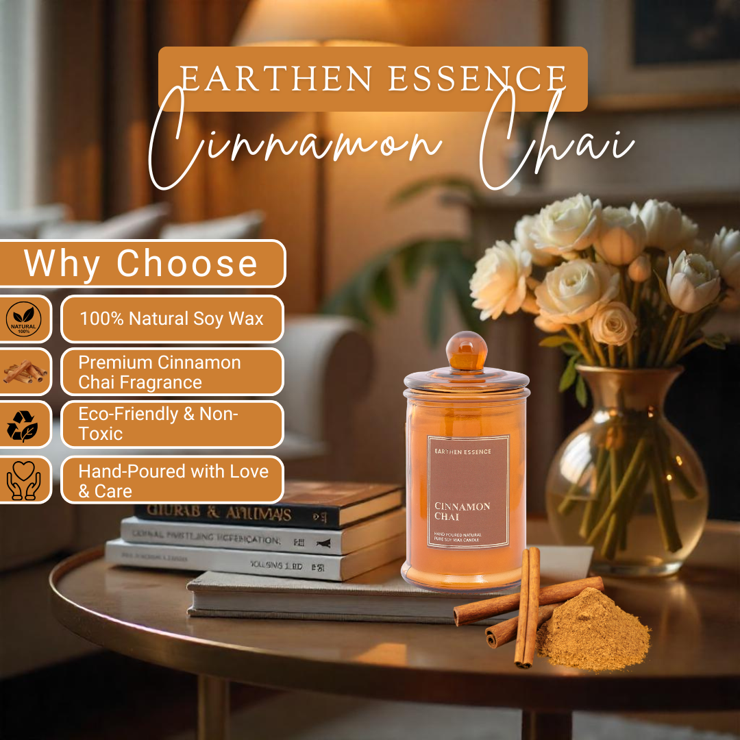 CINNAMON CHAI  Luxury Scented Candle | 100% Natural Soy Wax & IFRA Certified Non Toxic Fragrance ,Lead Free Wick | 150 GMS