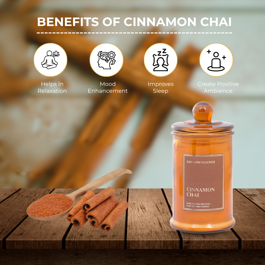 CINNAMON CHAI  Luxury Scented Candle | 100% Natural Soy Wax & IFRA Certified Non Toxic Fragrance ,Lead Free Wick | 150 GMS