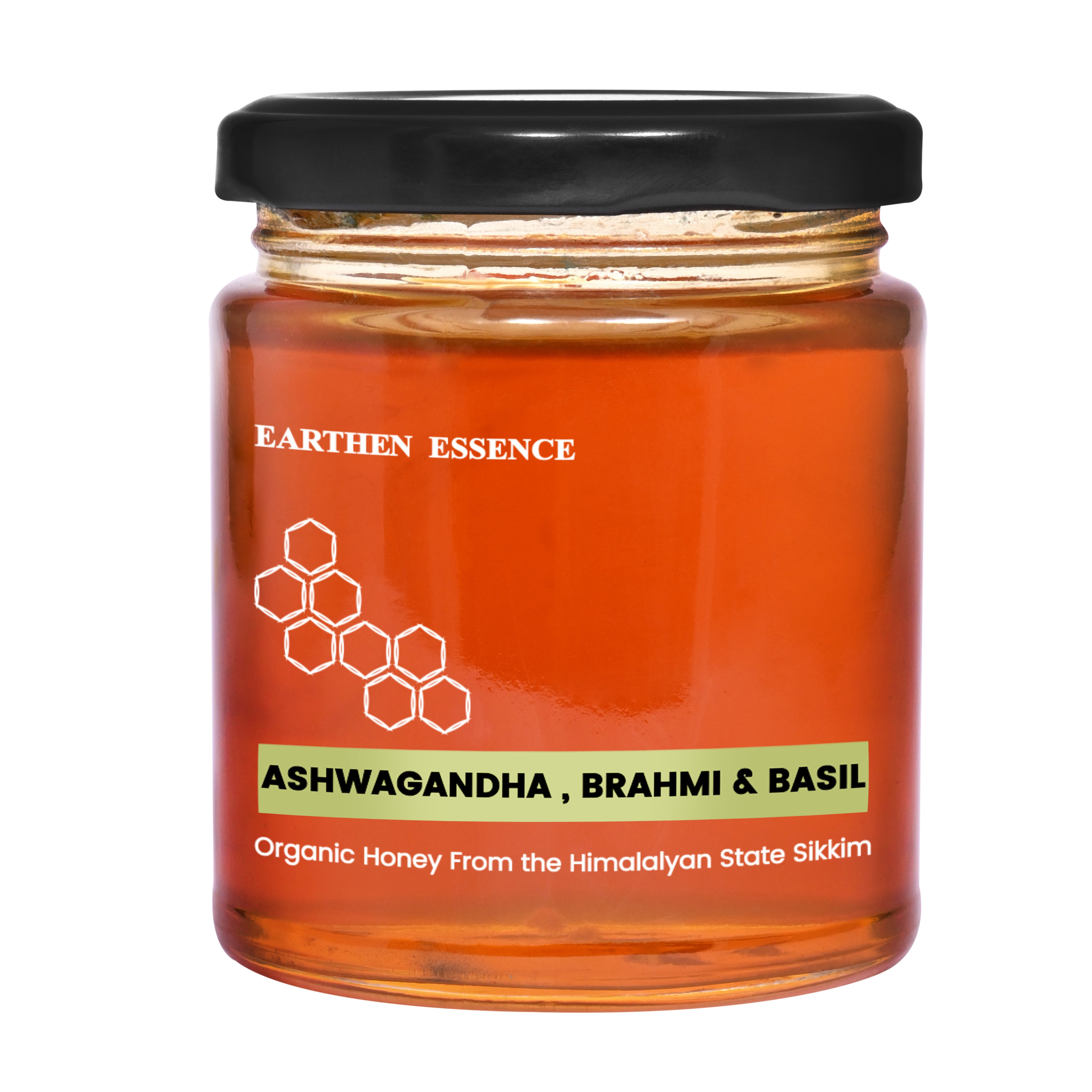 ASWAGANDH, BRAHMI & BASIL HONEY, NMR tested | Unprocessed & Unpasteurized Honey | 100% Raw Pure & Natural | Strengthens Immunity, Relieves Anxiety & Stress, Improve Gut Health | 0% Added Sugar No Preservatives | 250gm