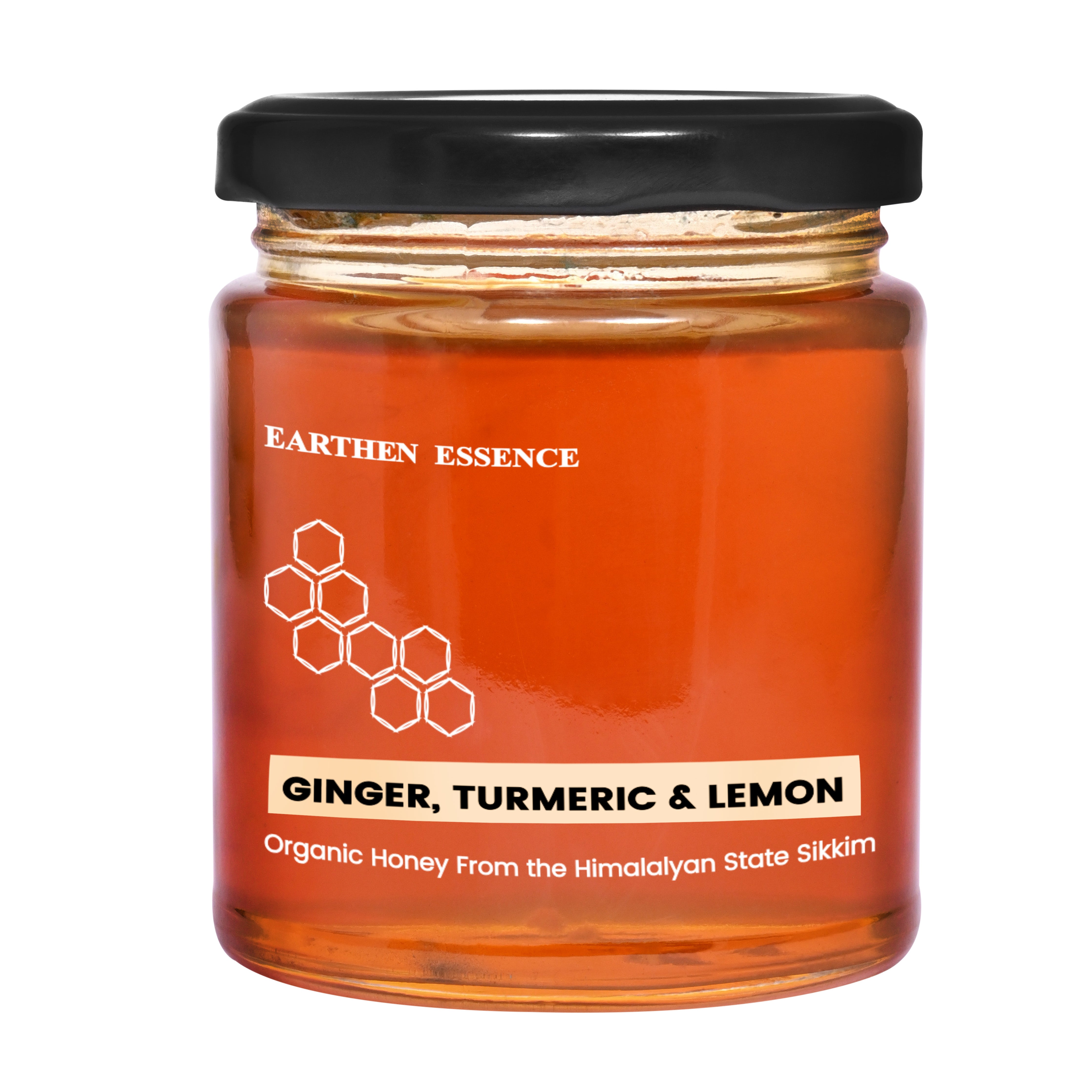 Organic GINGER, LEMON & TURMERIC Honey, NMR tested | Unprocessed & Unpasteurized Honey | 100% Raw Pure & Natural | Strengthens Immunity | 0% Added Sugar No Preservatives | 250gm
