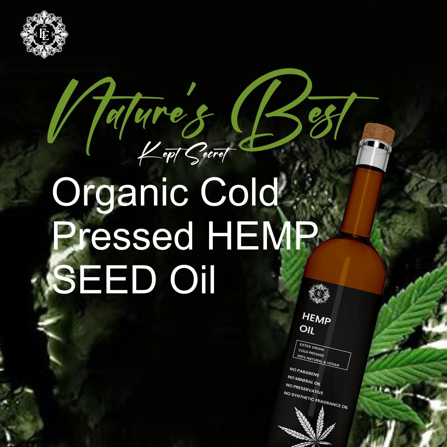 Organic HEMP SEED Oil | Woodpressed for Cooking Dips & Marinades Supports Hair Growth, Reduces Hairfall & Dandruff | Rich in Omega 3 & 6 | Multipurpose Oil Skin Repair, Face Oil, Anti-Ageing & Anti-Inflammatory | 100 ml