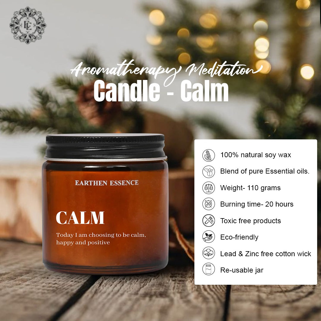 Aromatherapy | Meditation Candle -CALM | To bring peace, balance and serenity | With Pure Soy Wax & Blend of Pure Essential Oil | 100gm