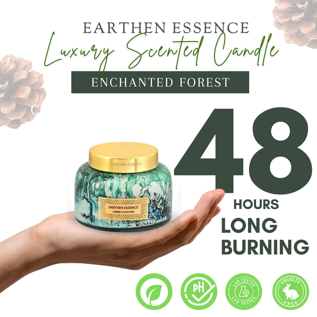 ENCHANTED FOREST Luxury Scented Candle  | With IFRA Certified Fragrance | 100% Natural Soy Wax Eco-friendly | Smokeless & Non-Toxic | 300gm