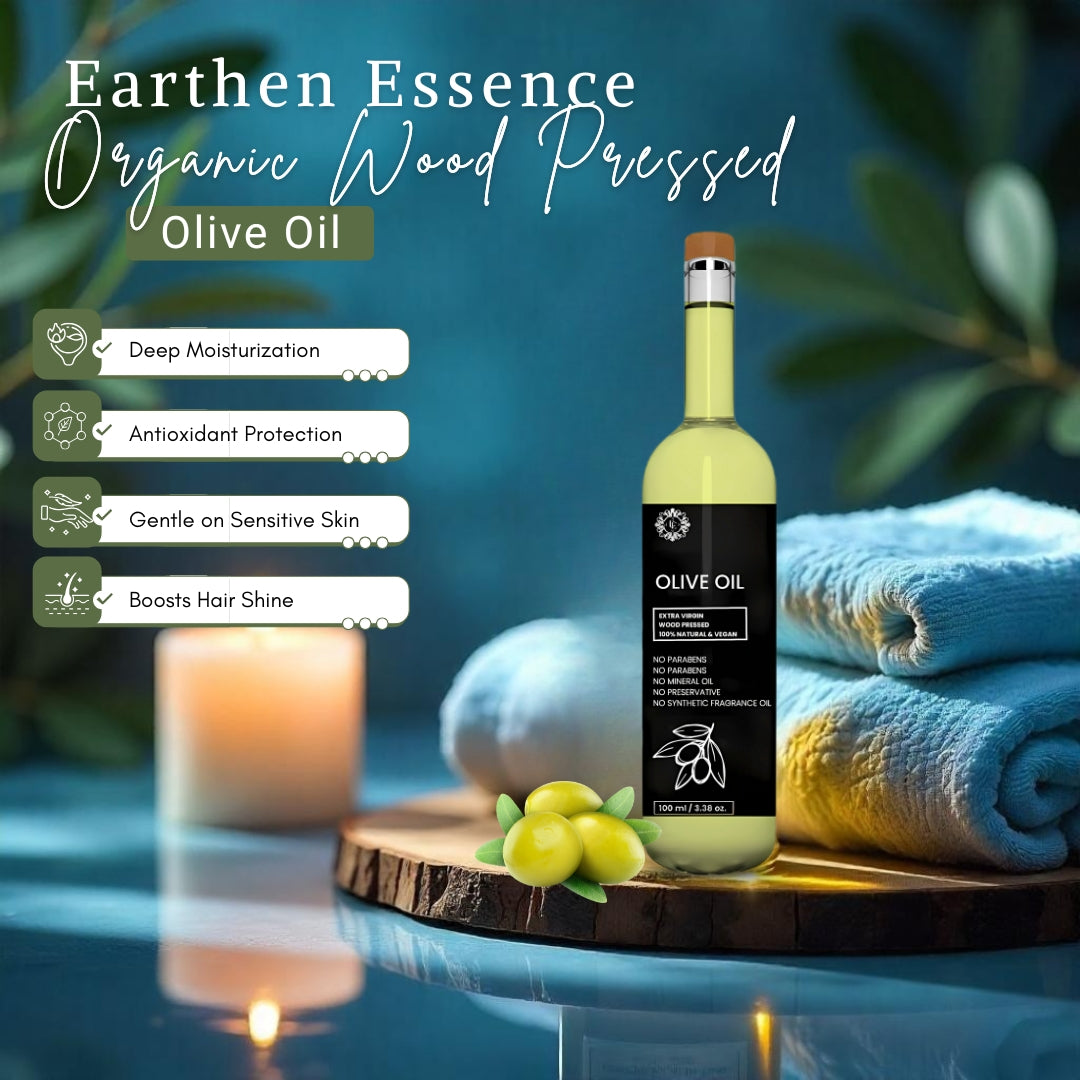 Organic OLIVE OIL | Woodpressed | Nourishing ; Strengthening Hair Treatment, Promotes Healthy Hair Growth, Enhances Shine and Moisture | Nourishes & hydrates| Extracted with Traditional Wood Pressed Method |100 ml
