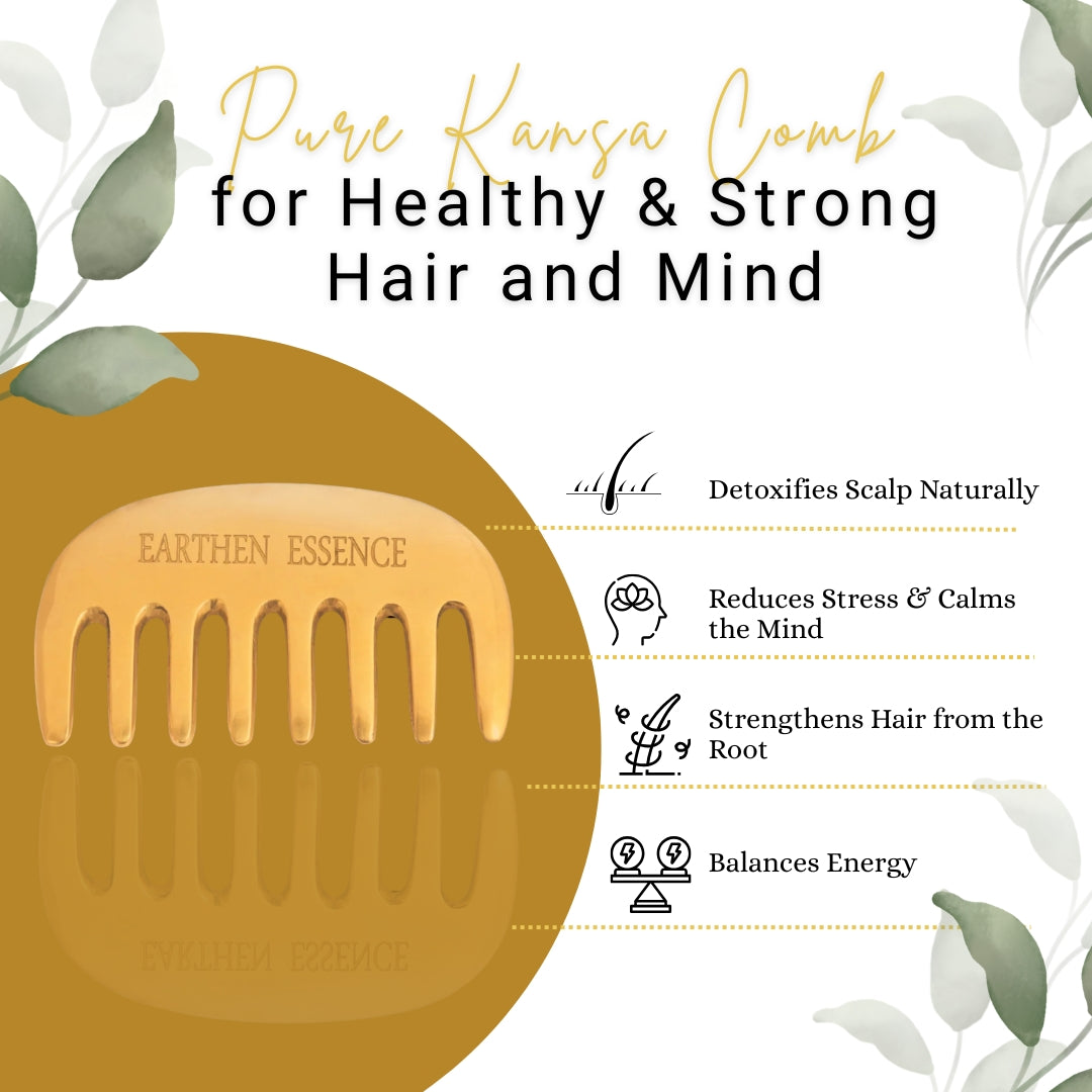 Pure KANSA COMB for Healthy & Strong Hair and Mind | Reduce Anxiety, Tension and Improve Sleep Quality