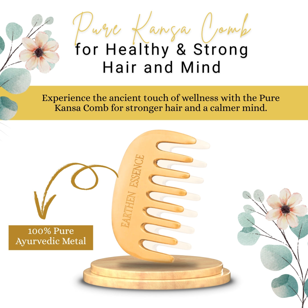 Pure KANSA COMB for Healthy & Strong Hair and Mind | Reduce Anxiety, Tension and Improve Sleep Quality