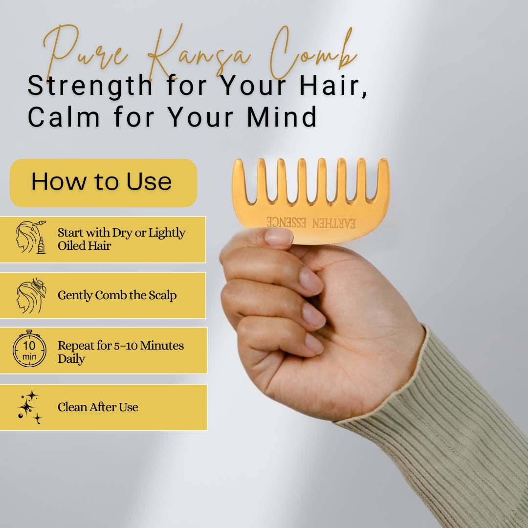 Pure KANSA COMB for Healthy & Strong Hair and Mind | Reduce Anxiety, Tension and Improve Sleep Quality