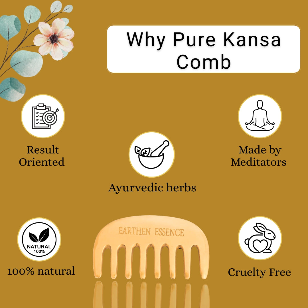Pure KANSA COMB for Healthy & Strong Hair and Mind | Reduce Anxiety, Tension and Improve Sleep Quality