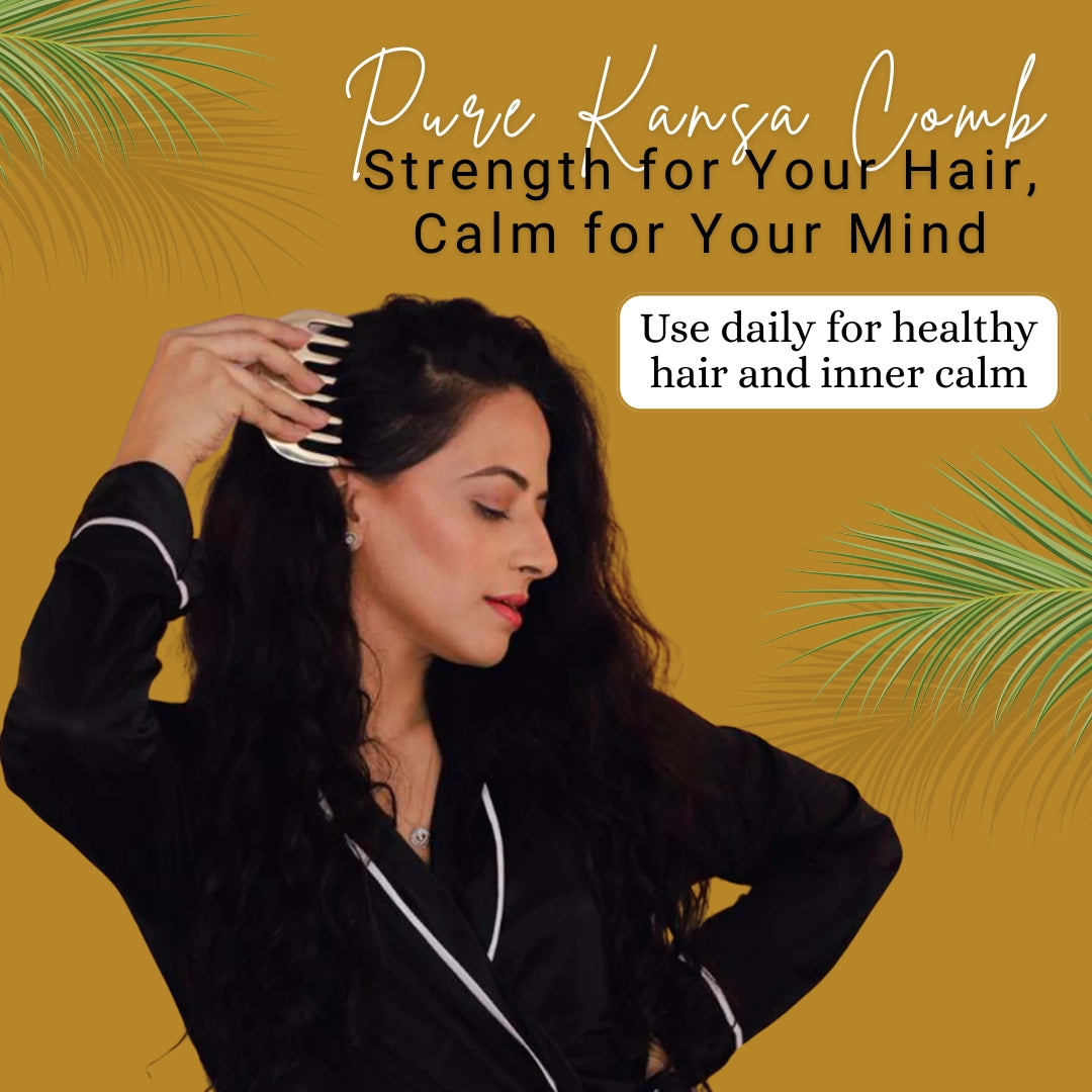 Pure KANSA COMB for Healthy & Strong Hair and Mind | Reduce Anxiety, Tension and Improve Sleep Quality