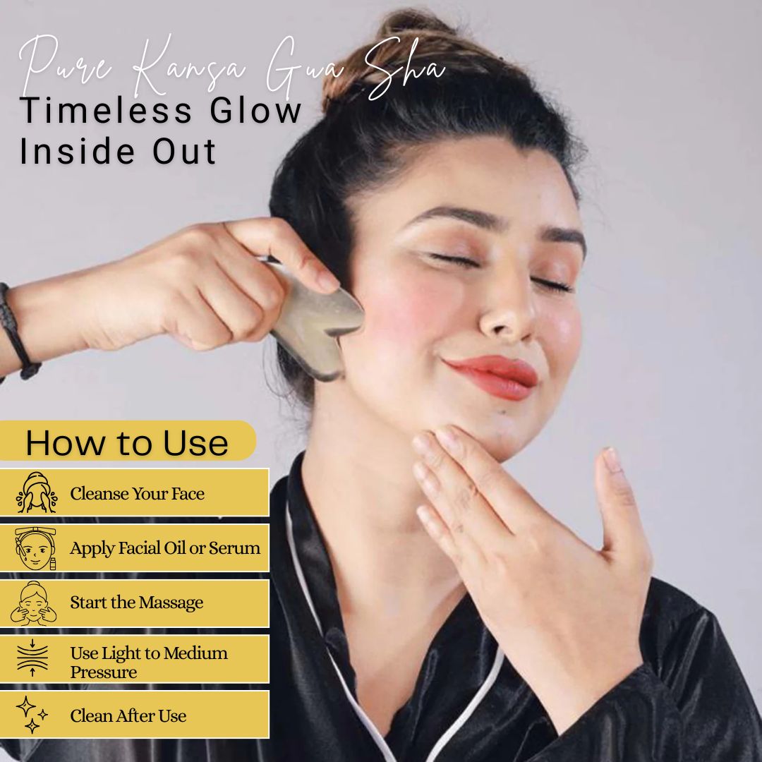 Pure KANSA GUA SHA for Radiant, Firm and Glowing Skin  |Reduces Stress, Wrinkles & Undereye Puffiness | Natural Face Sculpting & Lifting Tool for Men & Women
