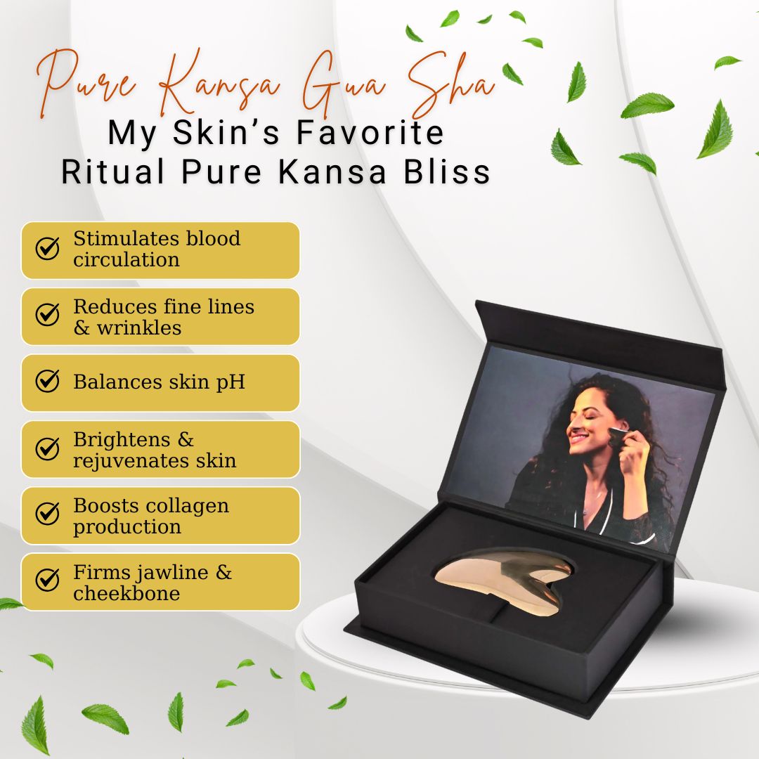 Pure KANSA GUA SHA for Radiant, Firm and Glowing Skin  |Reduces Stress, Wrinkles & Undereye Puffiness | Natural Face Sculpting & Lifting Tool for Men & Women