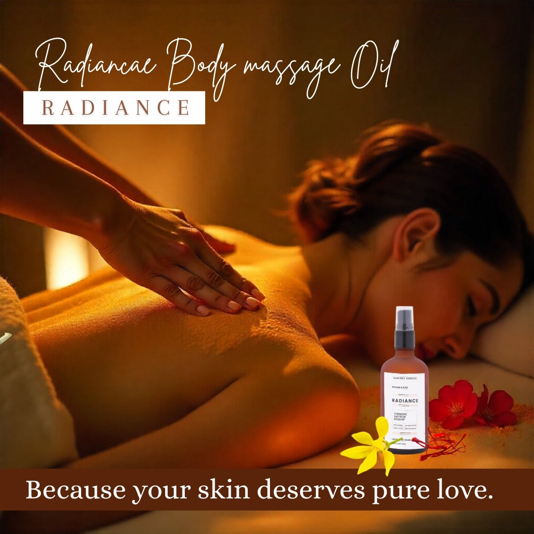 Luxurious Body massage Oil RADIANCE \ GLOW Kumkumadi for Glowing Skin | Moisturizing Body Oil for Dry and dull skin with 16 herbs| Organic Body Massage Glow Oil for Women & Men | 100ml