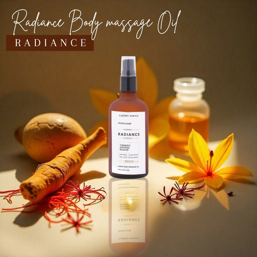 Luxurious Body massage Oil RADIANCE \ GLOW Kumkumadi for Glowing Skin | Moisturizing Body Oil for Dry and dull skin with 16 herbs| Organic Body Massage Glow Oil for Women & Men | 100ml