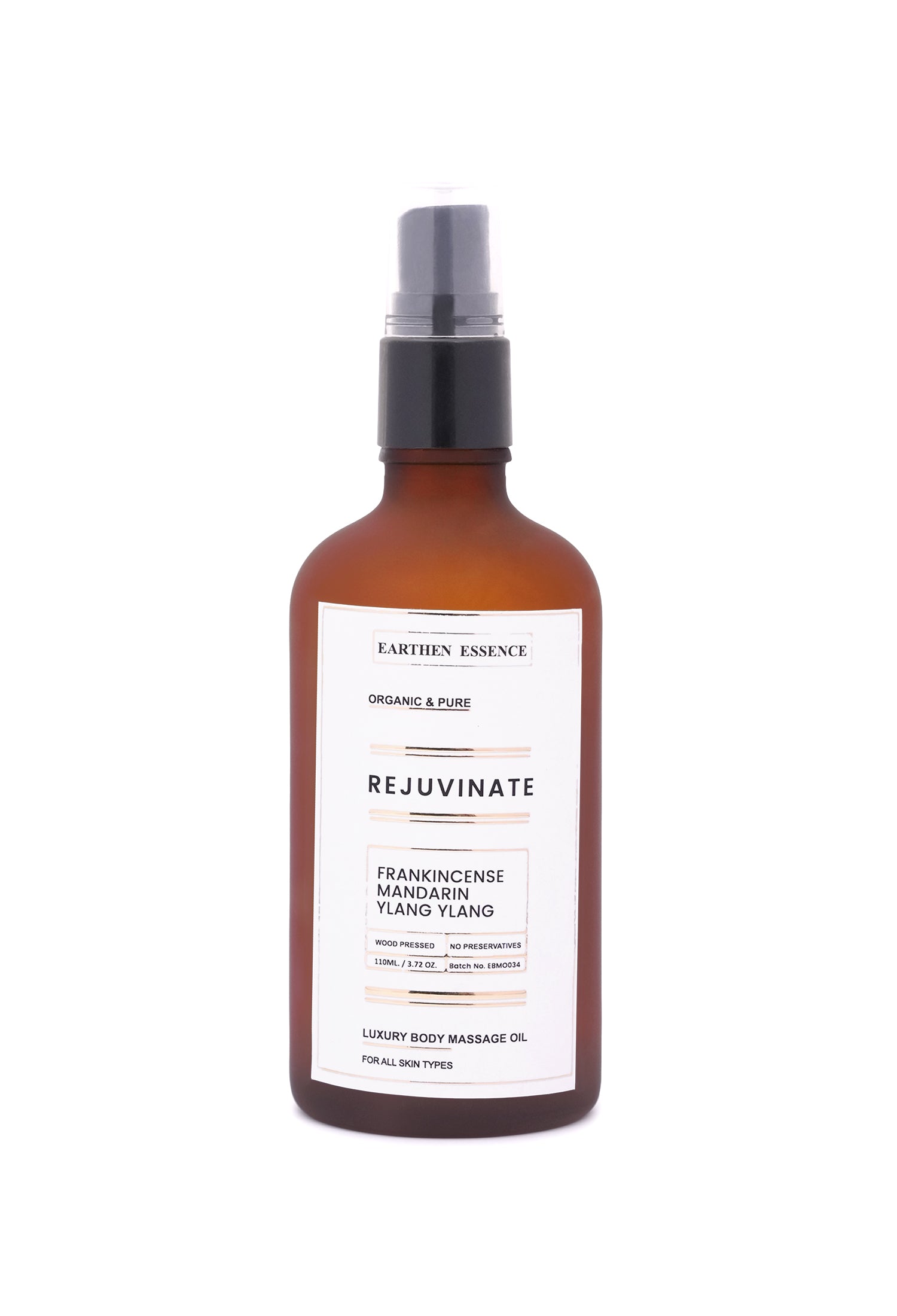 Luxurious Body massage Oil REJUVINATE | For Destress, Uplifting, Mood Boosting, Calming| With Wood Pressed Avocado, Jojoba, Sweet Almond oil and Essential Oil Frankincense, Mandarin and Ylang Ylang(100ml)