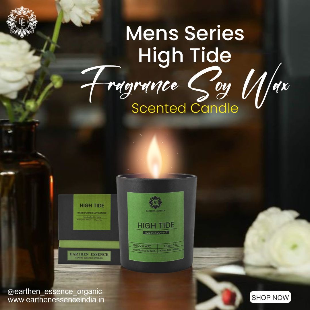 Mens Series HIGH TIDE | Fragrance Pure Soy Wax Luxury Scented Candle | 100% Natural Wax & Lead Free Cotton Wick | Smokeless & Non-Toxic Candles | 250gm