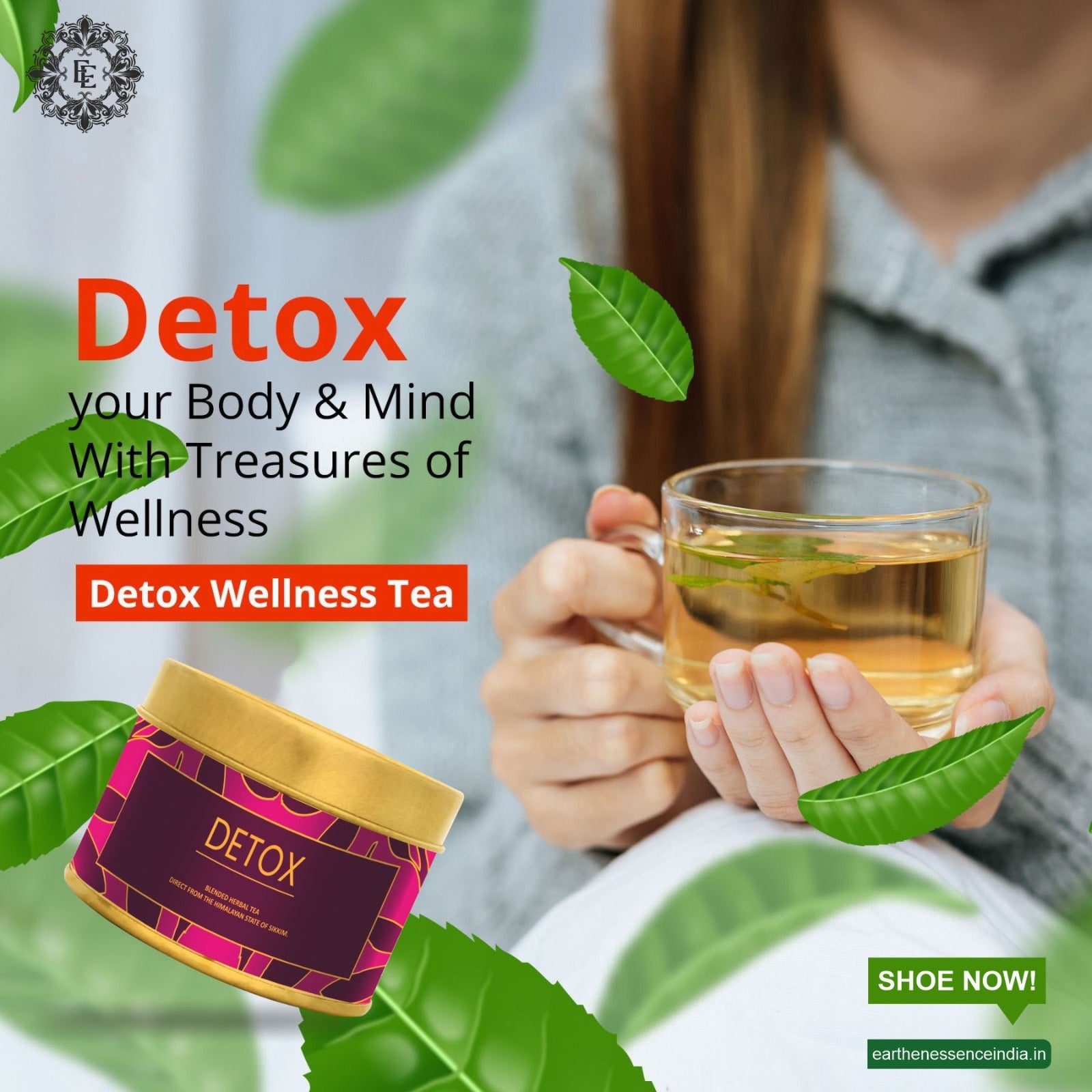 DETOX Tea | Green Tea and Blend of 12 Detoxifying Herbs | Healing Tea, For Detox | Flushes Out Toxins, Boost Digestion | 100gm