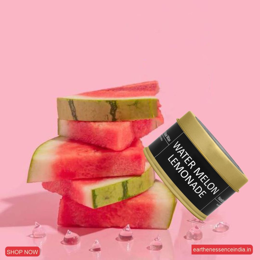 Earthen Essence Luxury Scented Candle WATERMELON & LEMONADE | Travel Tin Jar Candle | 100% Natural Soy Wax With Cotton Wick | Smokeless & Non-Toxic Candles | 110gm