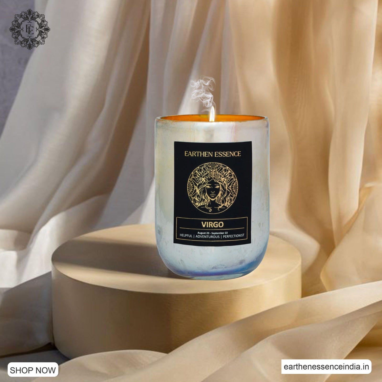 VIRGO Zodiac scented Candle With Natural Soya Wax and IFRA certified Fragrance FRANKNCENSE, YLANG YLANG & LIME | 220gm