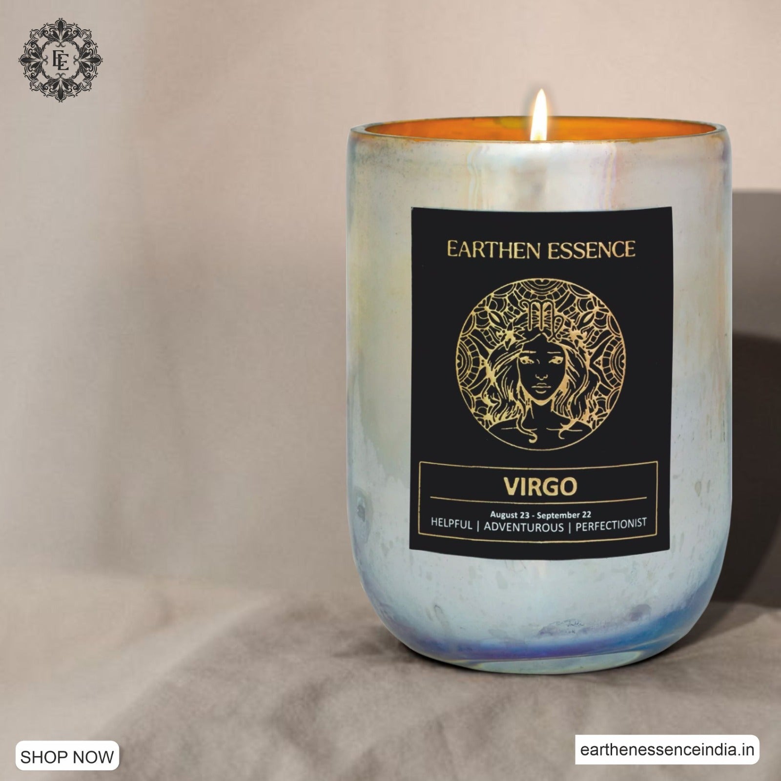 VIRGO Zodiac scented Candle With Natural Soya Wax and IFRA certified Fragrance FRANKNCENSE, YLANG YLANG & LIME | 220gm