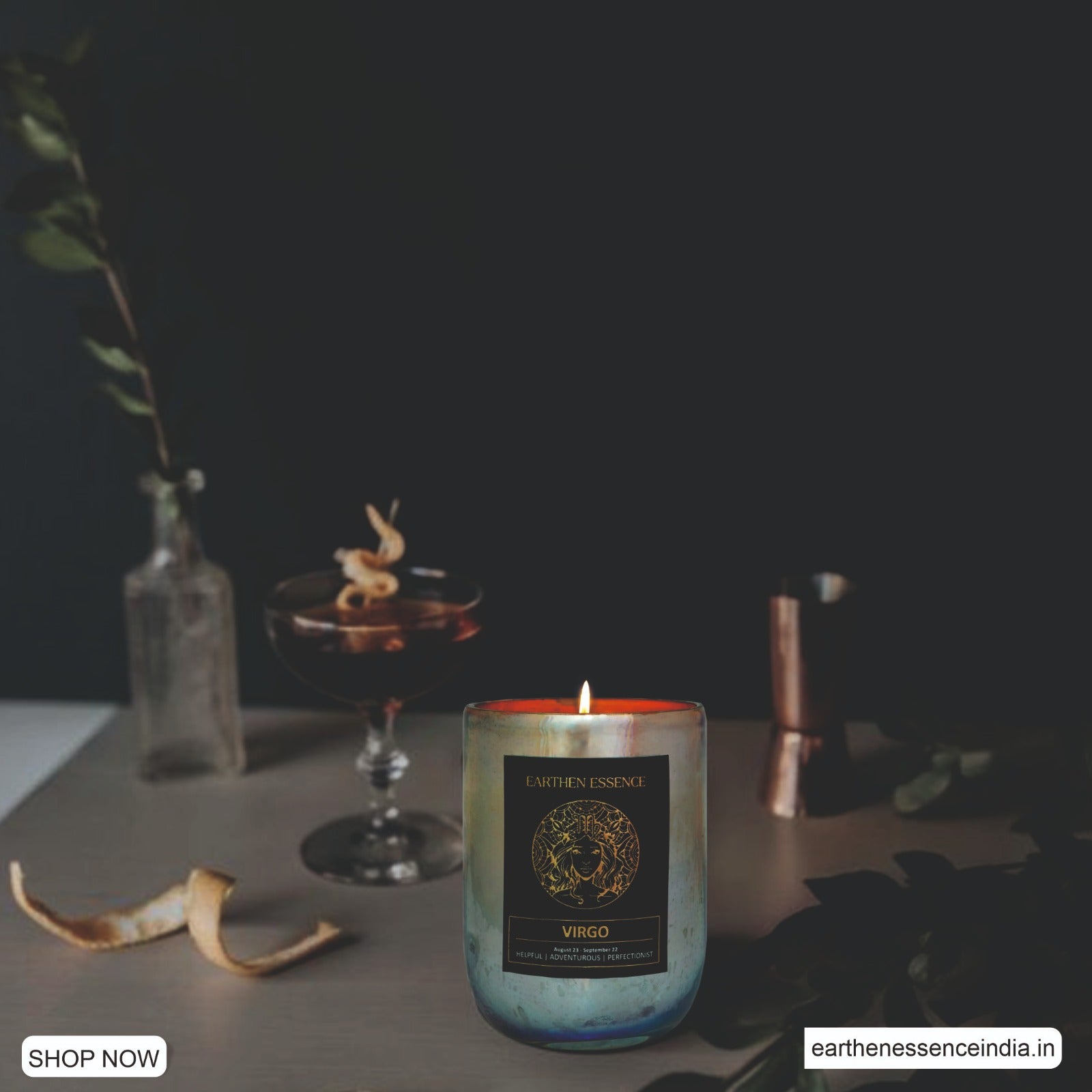 VIRGO Zodiac scented Candle With Natural Soya Wax and IFRA certified Fragrance FRANKNCENSE, YLANG YLANG & LIME | 220gm