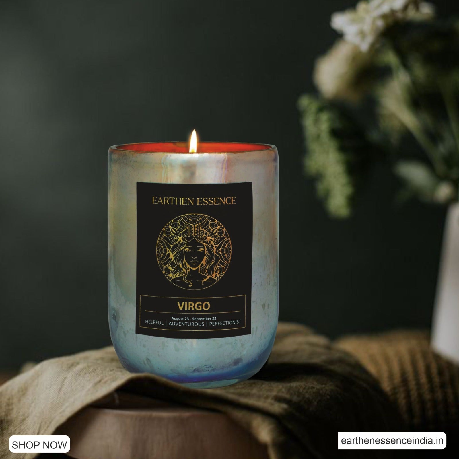 VIRGO Zodiac scented Candle With Natural Soya Wax and IFRA certified Fragrance FRANKNCENSE, YLANG YLANG & LIME | 220gm