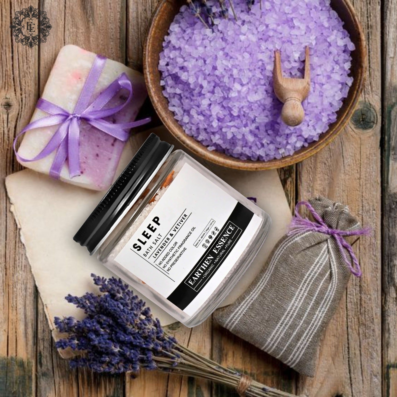 SLEEP Bath Salt | With Pure Essential Oil LAVENDER & VETIVER | Mix of Epsom Salt, Himalayan Salt, and Sea Salt, Vitamin C & E | Dream Sleep, Reduce Insomnia & Restless Sleep| for Body & Foot Spa | 100gm