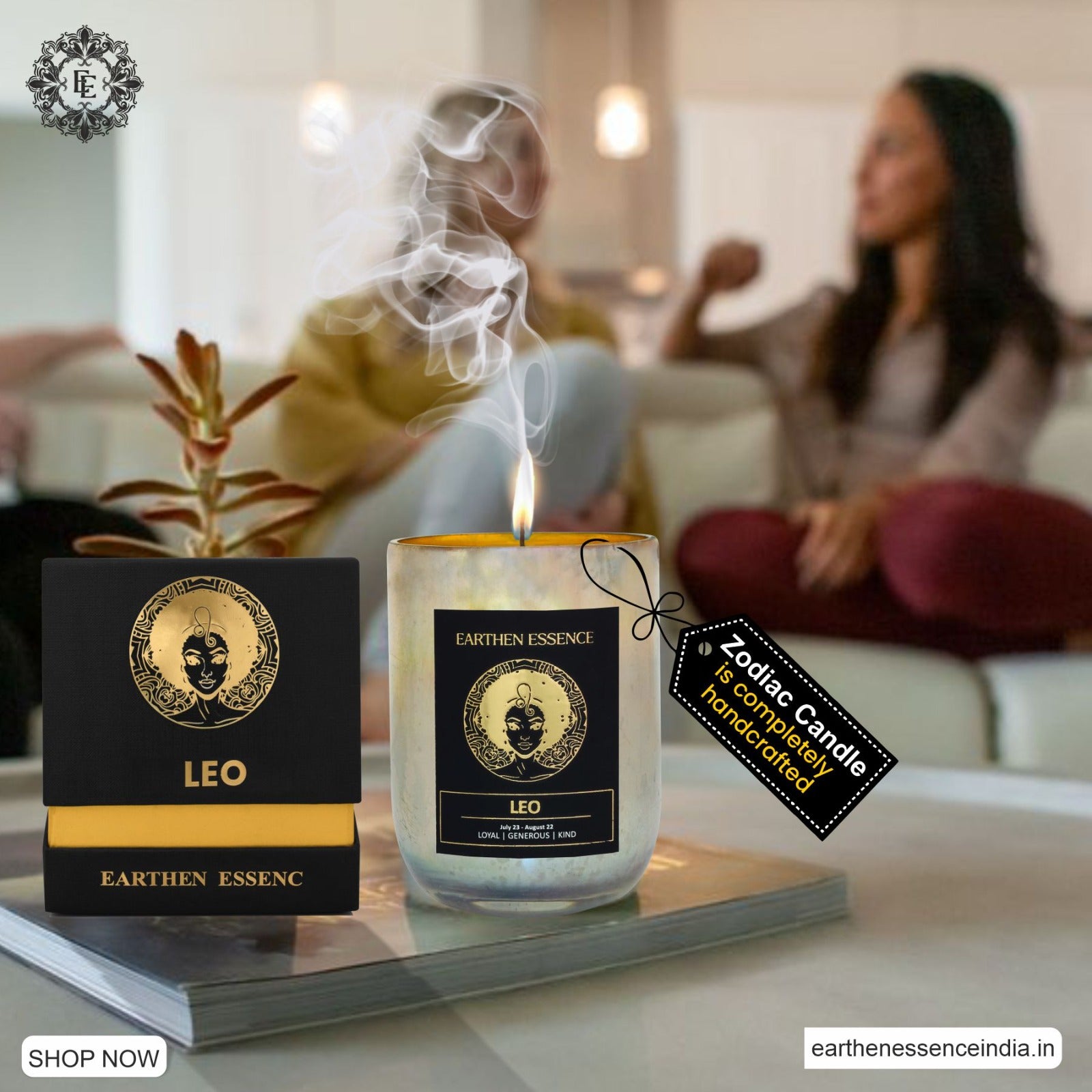 LEO Zodiac scented Candle | With Natural Soya Wax and IFRA certified Fragrance CINNAMON, AMBER, MUSK | 220gm