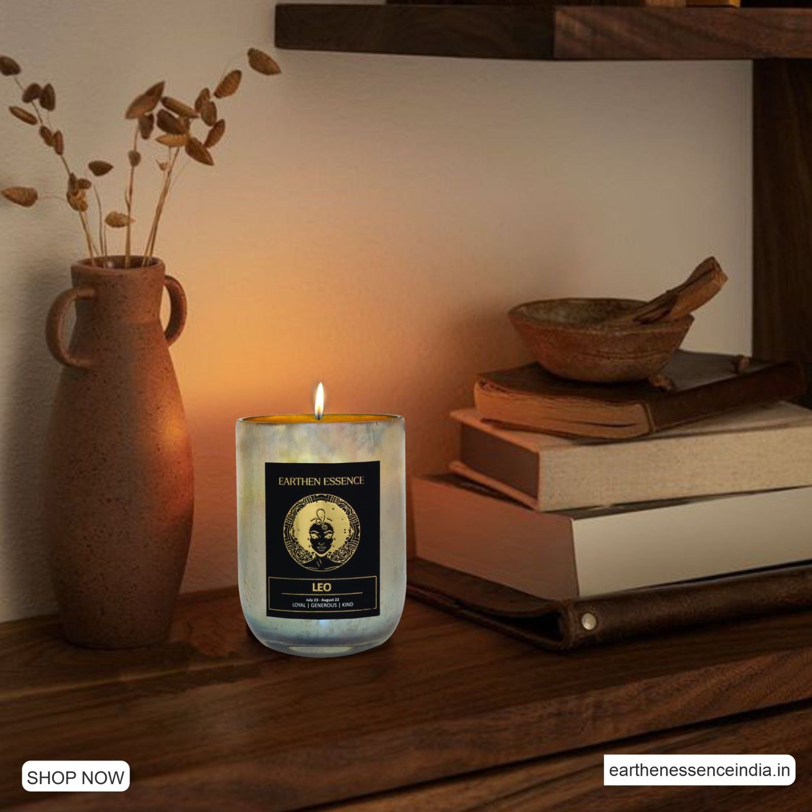 LEO Zodiac scented Candle | With Natural Soya Wax and IFRA certified Fragrance CINNAMON, AMBER, MUSK | 220gm