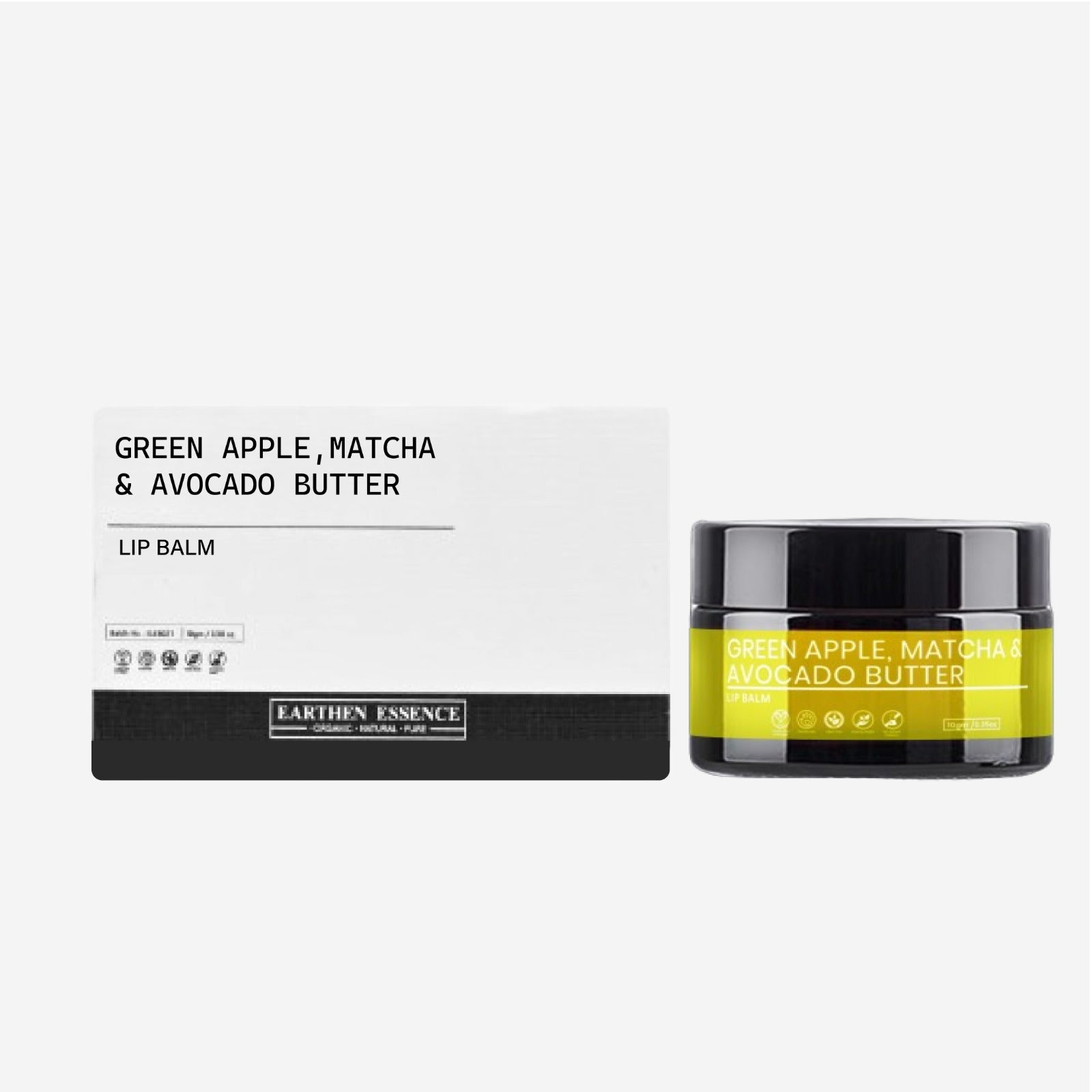 GREEN APPLE, MATCHA and AVOCADO BUTTER Lip Balm | Made with ECOCERT Certified Organic Bees Wax | For Smooth Supple and Lucious Lips | 8 gm