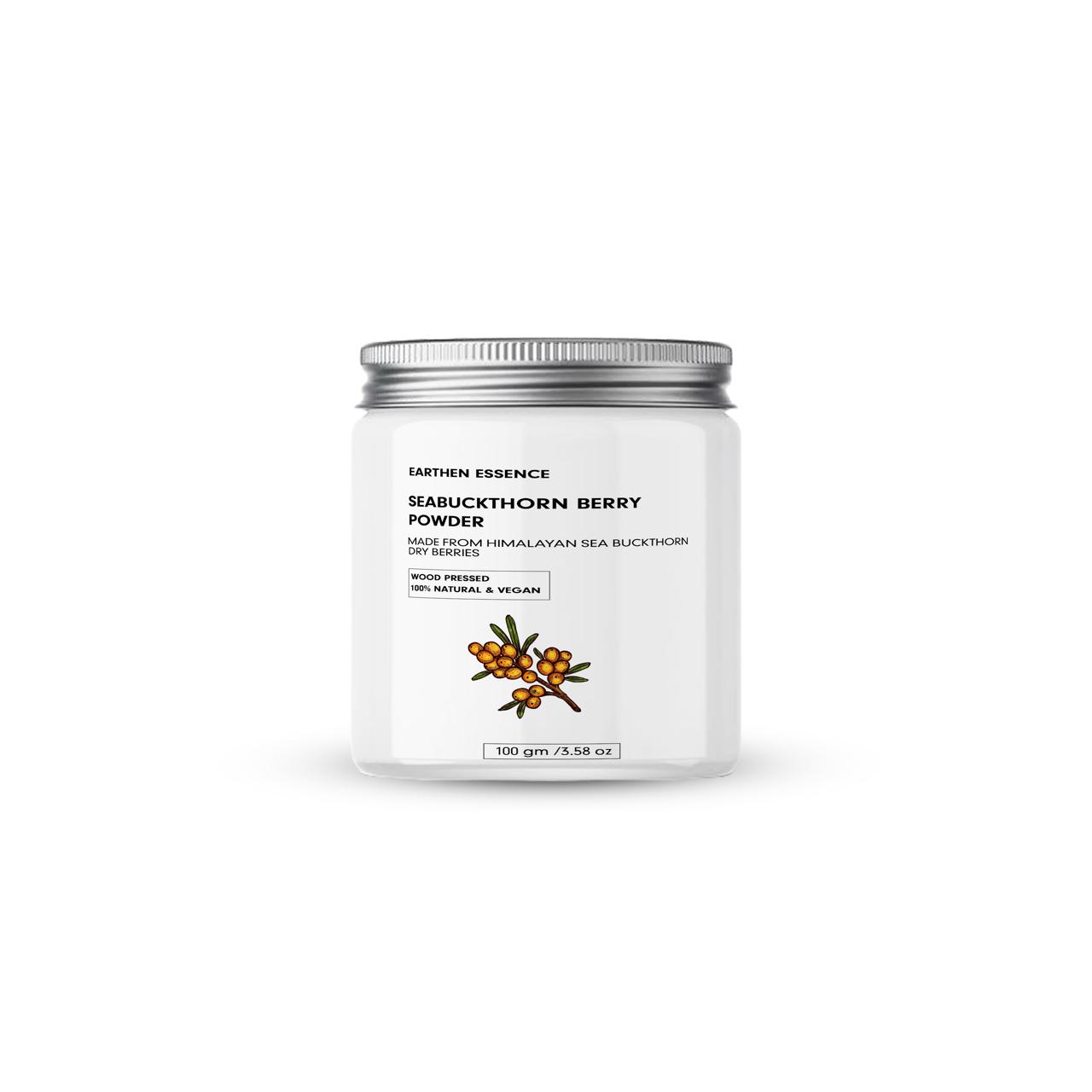 Earthen Essence Sea Buckthorn Berry Powder from LADAKH | Sun-Dried, Natural & Unsweetened | Rich in Omega 3 6 7 9, Vitamin C & E | for Skin, Immunity, Gut & Heart | No Sugar or Preservatives | 100gm