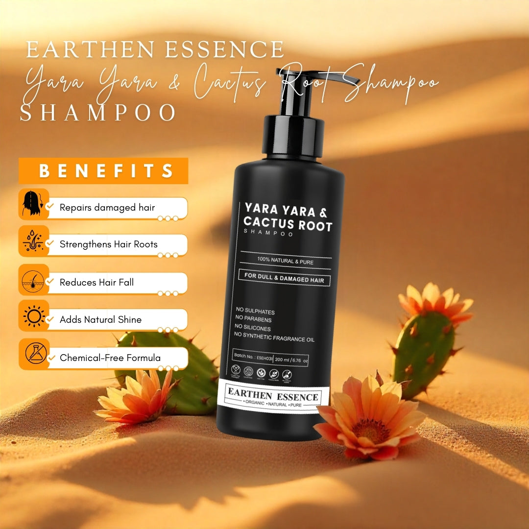 YARAYARA & CACTUS ROOT Shampo for Dull & Damaged Hair | Natural hair Cleanser | Sulphate & Parabeen free | 100ml