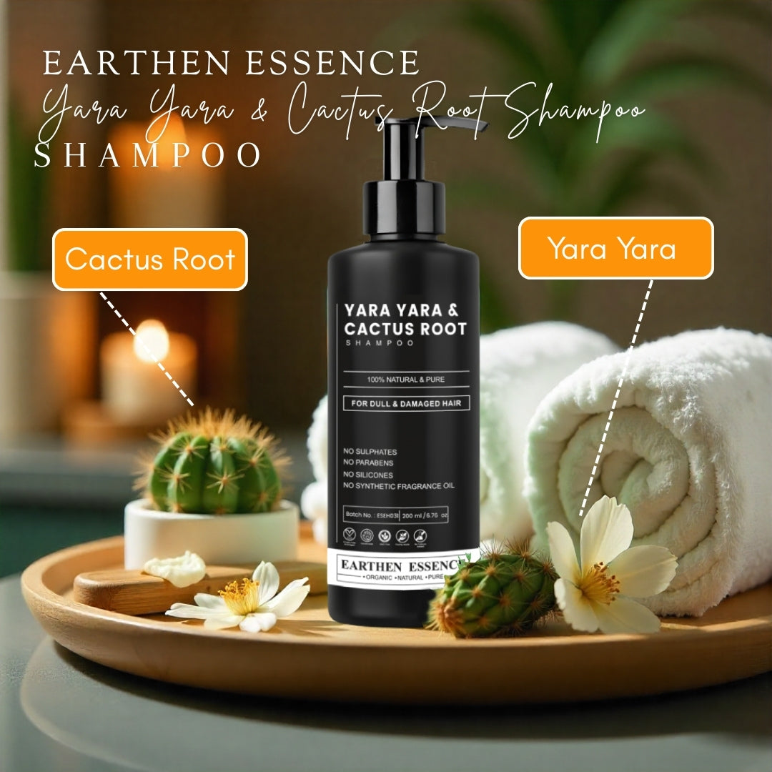YARAYARA & CACTUS ROOT Shampo for Dull & Damaged Hair | Natural hair Cleanser | Sulphate & Parabeen free | 100ml