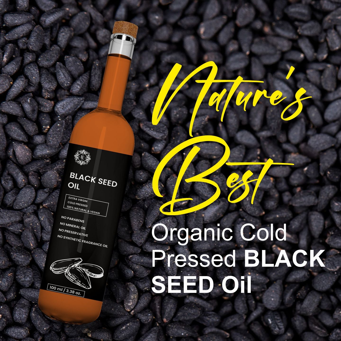 Organic BLACK SEED Oil | Woodpressed | for Skin Care, Nourished Hair & Body | Extracted with Traditional Wood Pressed Method | 100 ml