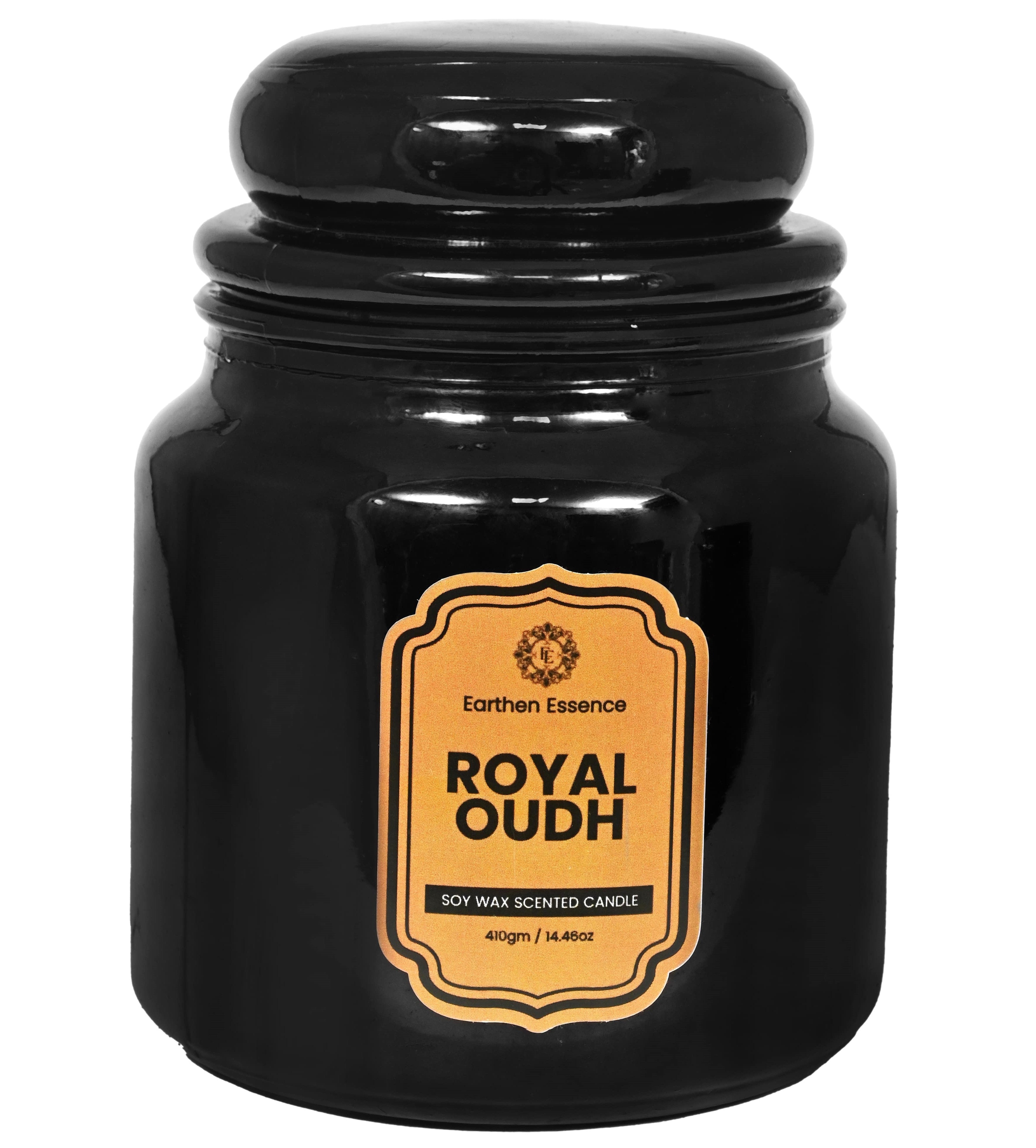 Earthen Essence Yankee Jar Luxury Scented Candle ROYAL OUD | 100% Natural Soy Wax Eco-friendly | Smokeless & Non-Toxic | Hand poured 3 Wick Lead Free Cotton wick | Re Usable Jar