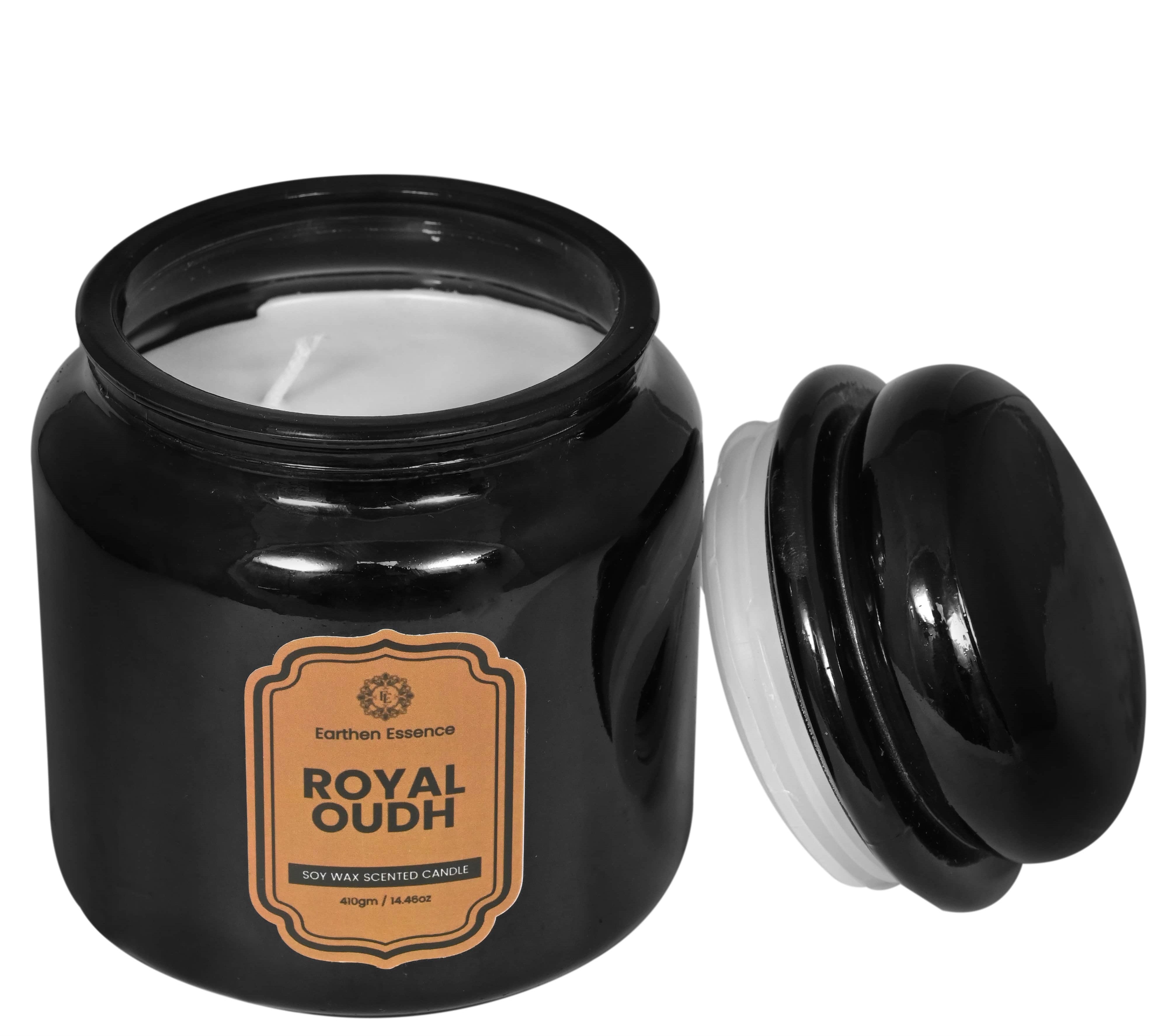 Earthen Essence Yankee Jar Luxury Scented Candle ROYAL OUD | 100% Natural Soy Wax Eco-friendly | Smokeless & Non-Toxic | Hand poured 3 Wick Lead Free Cotton wick | Re Usable Jar