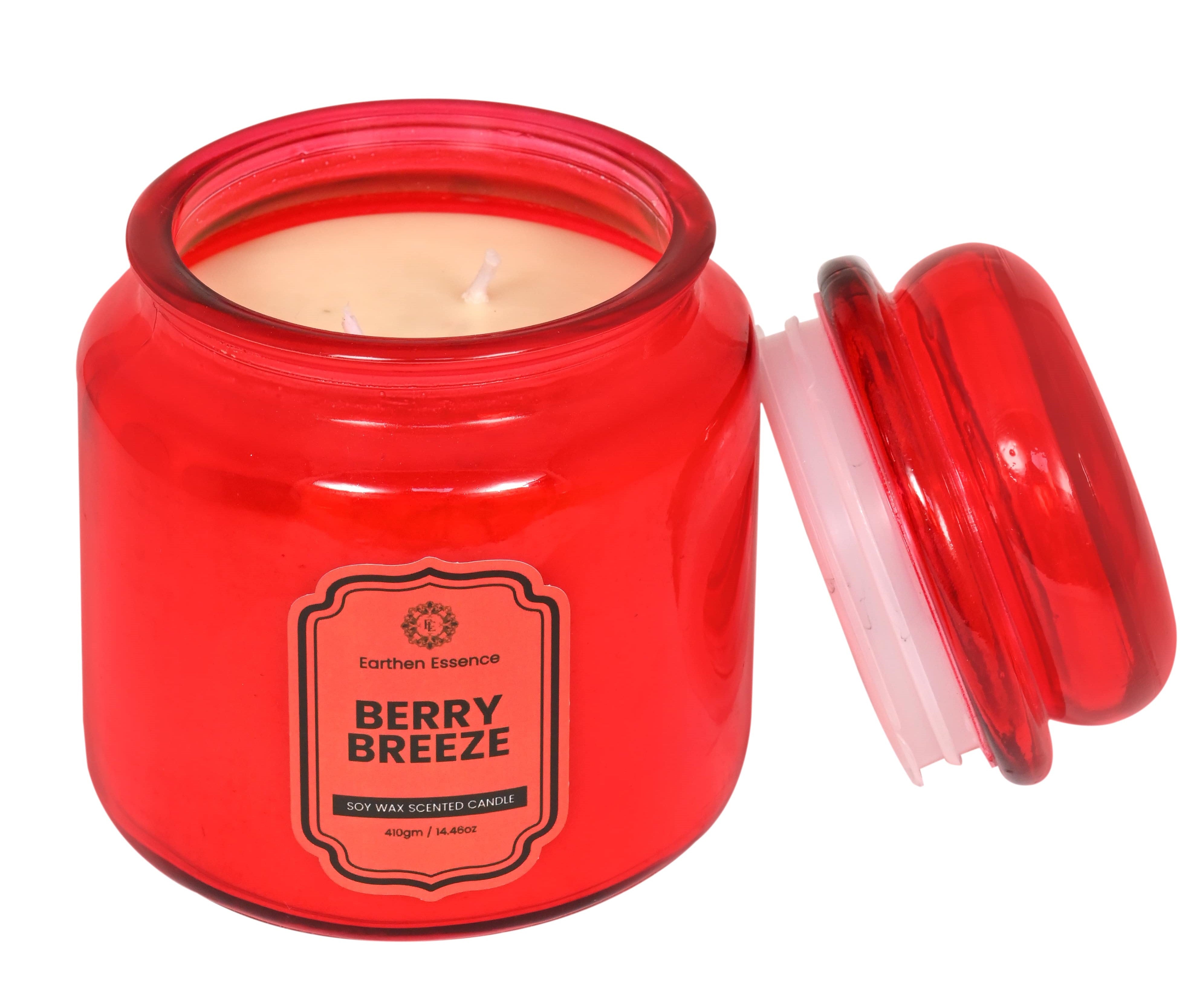 Earthen Essence Yankee Jar Luxury Scented Candle BERRY BREEZE | 100% Natural Soy Wax Eco-friendly | Smokeless & Non-Toxic | Hand poured 3 Wick Lead Free Cotton wick | Re Usable Jar