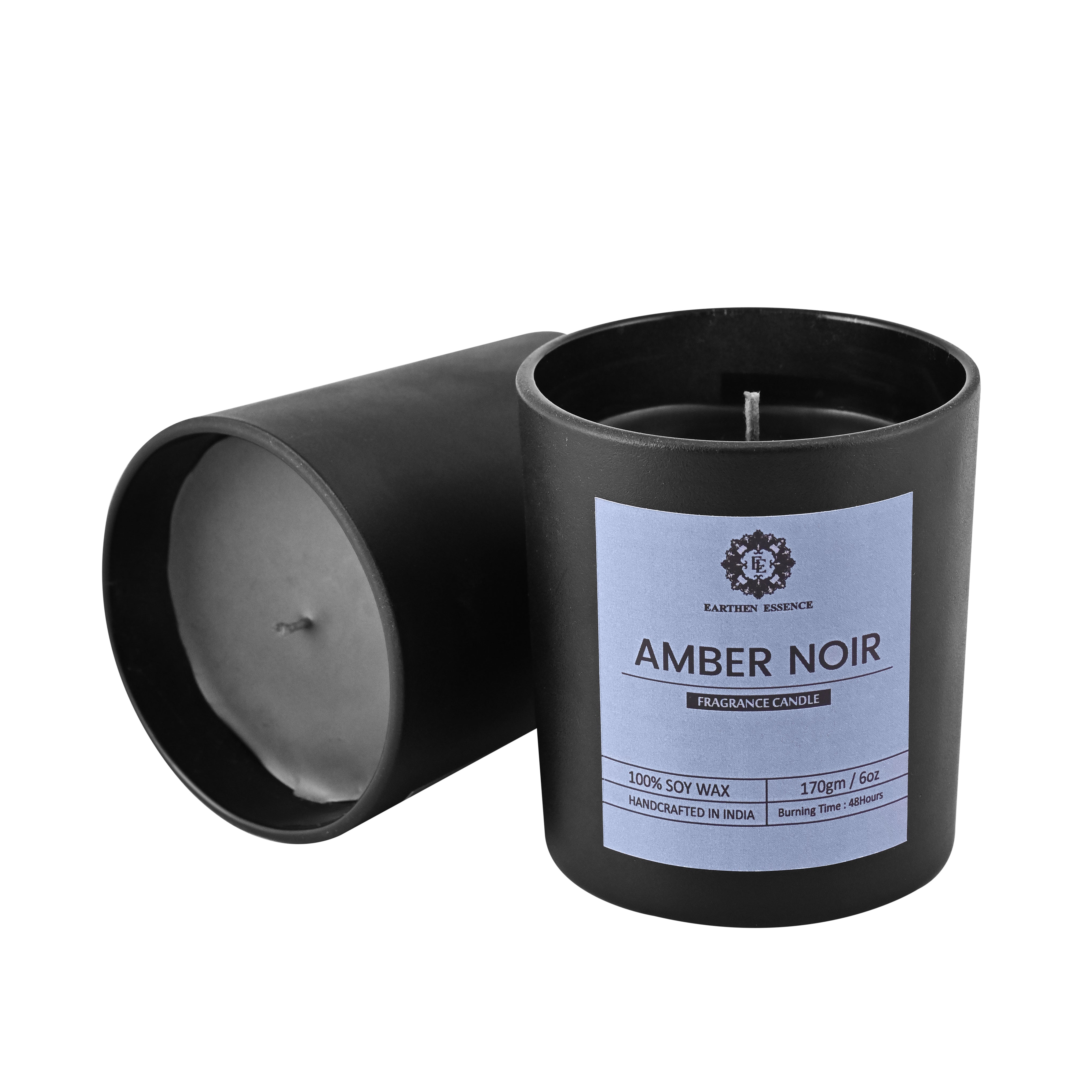 Mens Series AMBER NOIR Fragrance Pure Soy Wax Luxury Scented Candle | 100% Natural Wax & Lead Free Cotton Wick | Smokeless & Non-Toxic Candles | 180gm