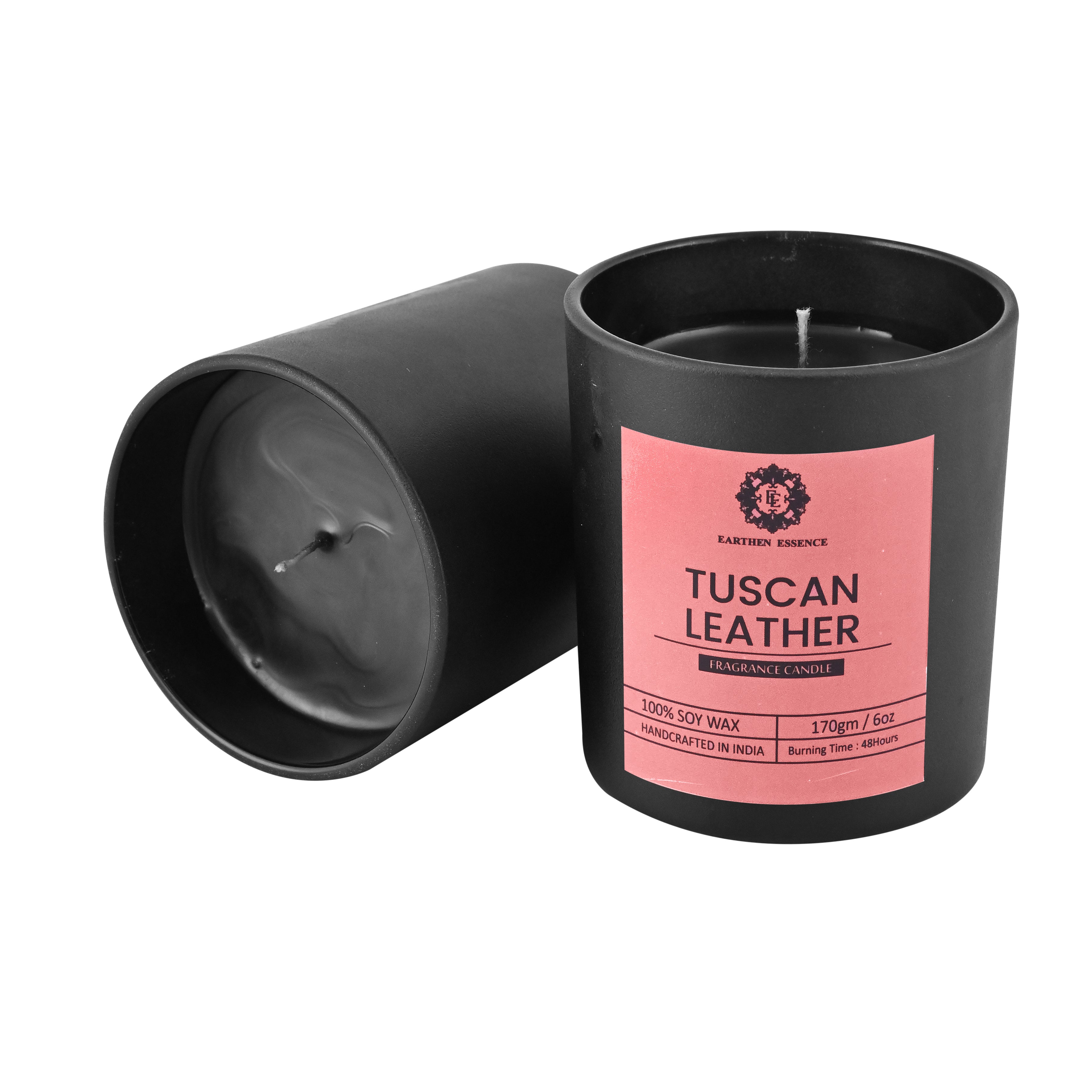 Mens Series TUSCAN LEATHER Fragrance Pure Soy Wax Luxury Scented Candle | 100% Natural Wax & Lead Free Cotton Wick | Smokeless & Non-Toxic Candles | 180gm