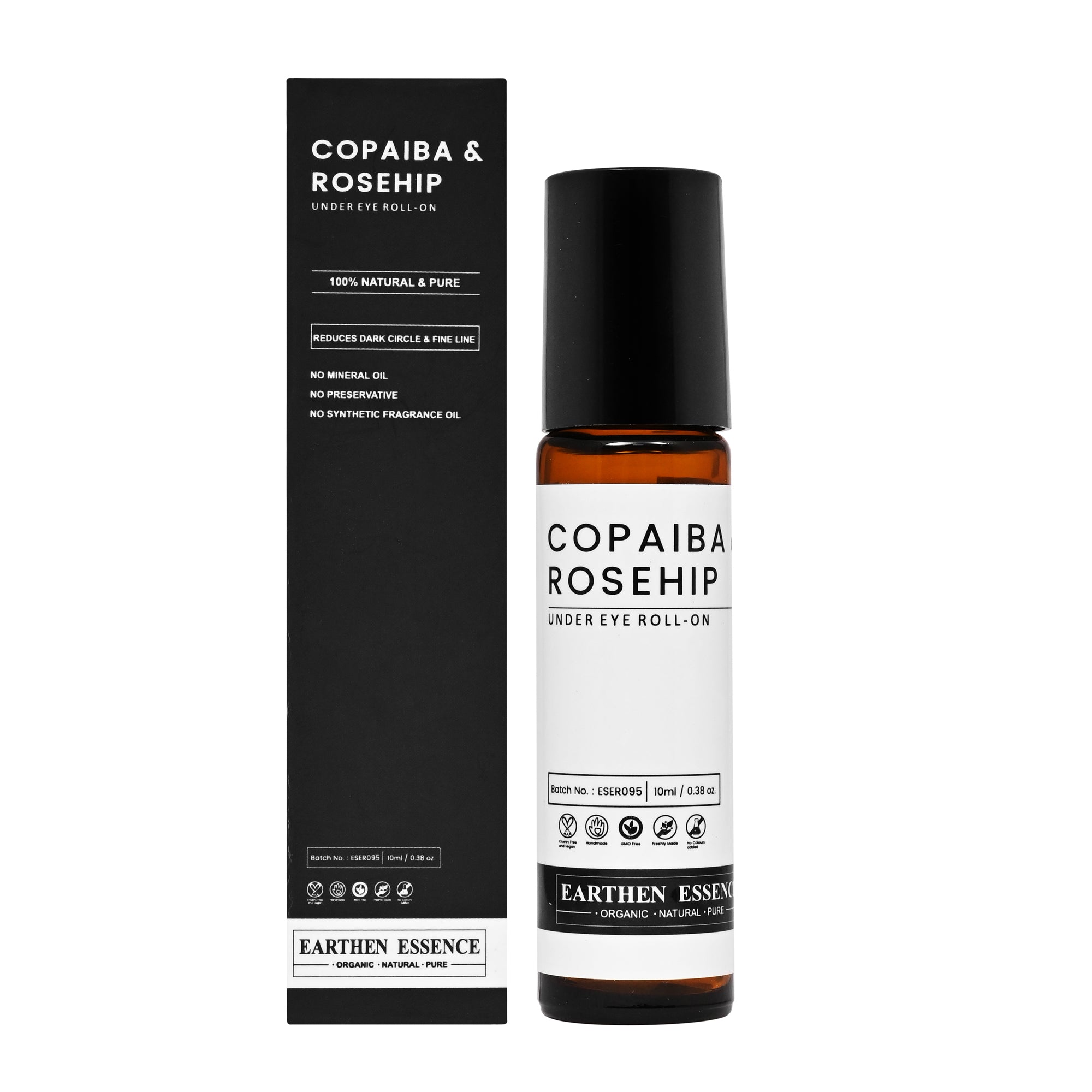 COPAIBA & ROSEHIP Under Eye Roll On - for Dark Circles Removal and Wrinkles | Under Eye Roll On & Dark Circle Remover | Anti Wrinkle, Heals Puffy Eyes and Fine Lines | 100% Organic (Women/Men)