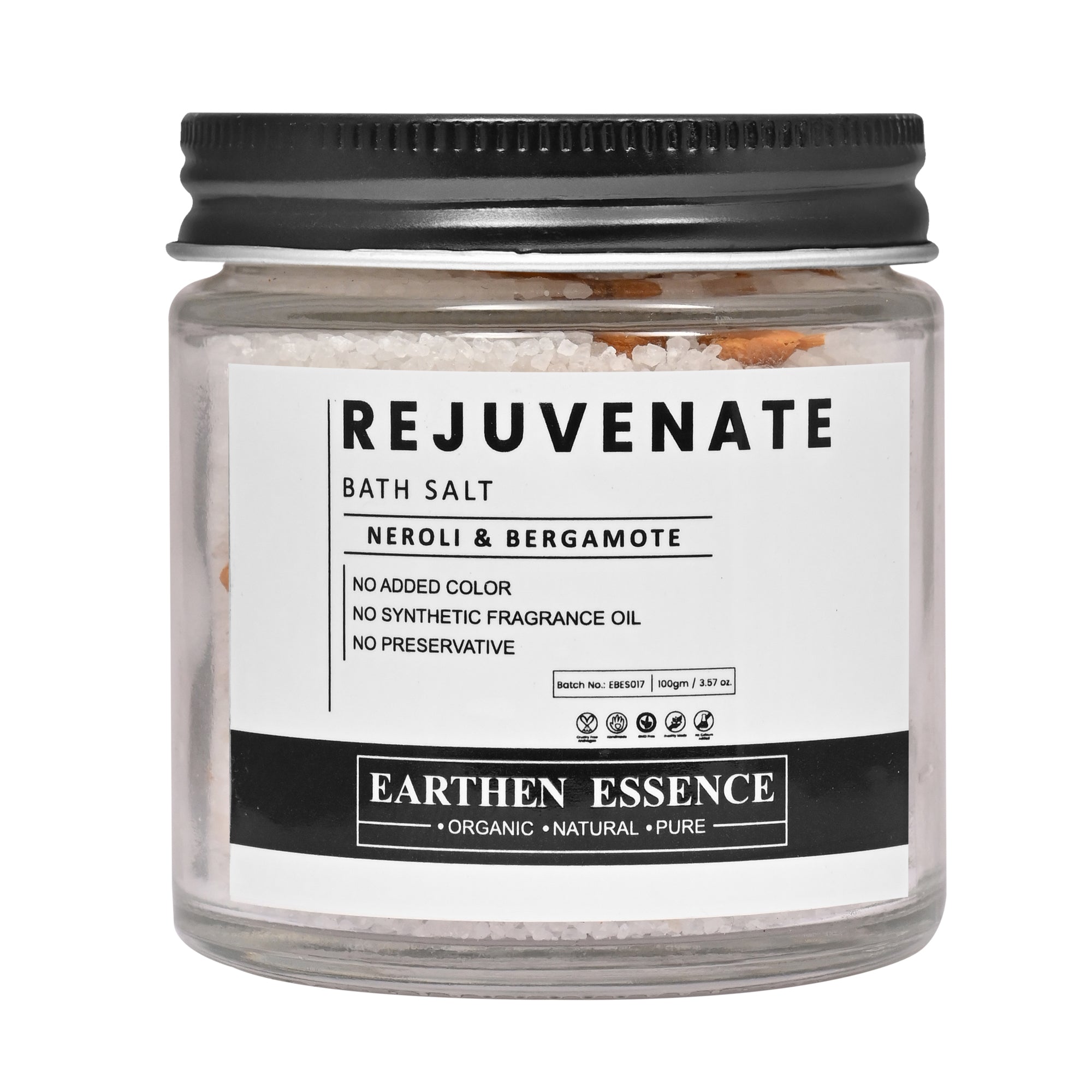 REJUVENATE Bath Salt with Pure Essential Oil NEROLI & BERGAMOT | Mix of Epsom Salt, Himalayan Salt, and Sea Salt, Vitamin C & E | for Body & Foot Spa | 100gm