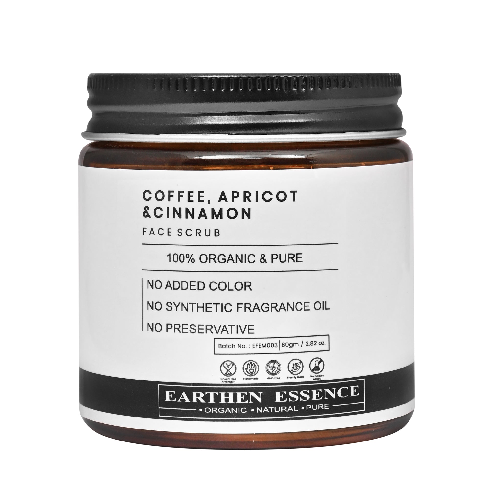 COFFEE, APRICOT & CINNAMON Organic Face Scrub Boosts Collagen Naturally | Gentle Exfoliation for Glowing, Youthful Skin | Anti-Aging & Tan Removal | Hydrates & Repairs Skin Barrier | 100g