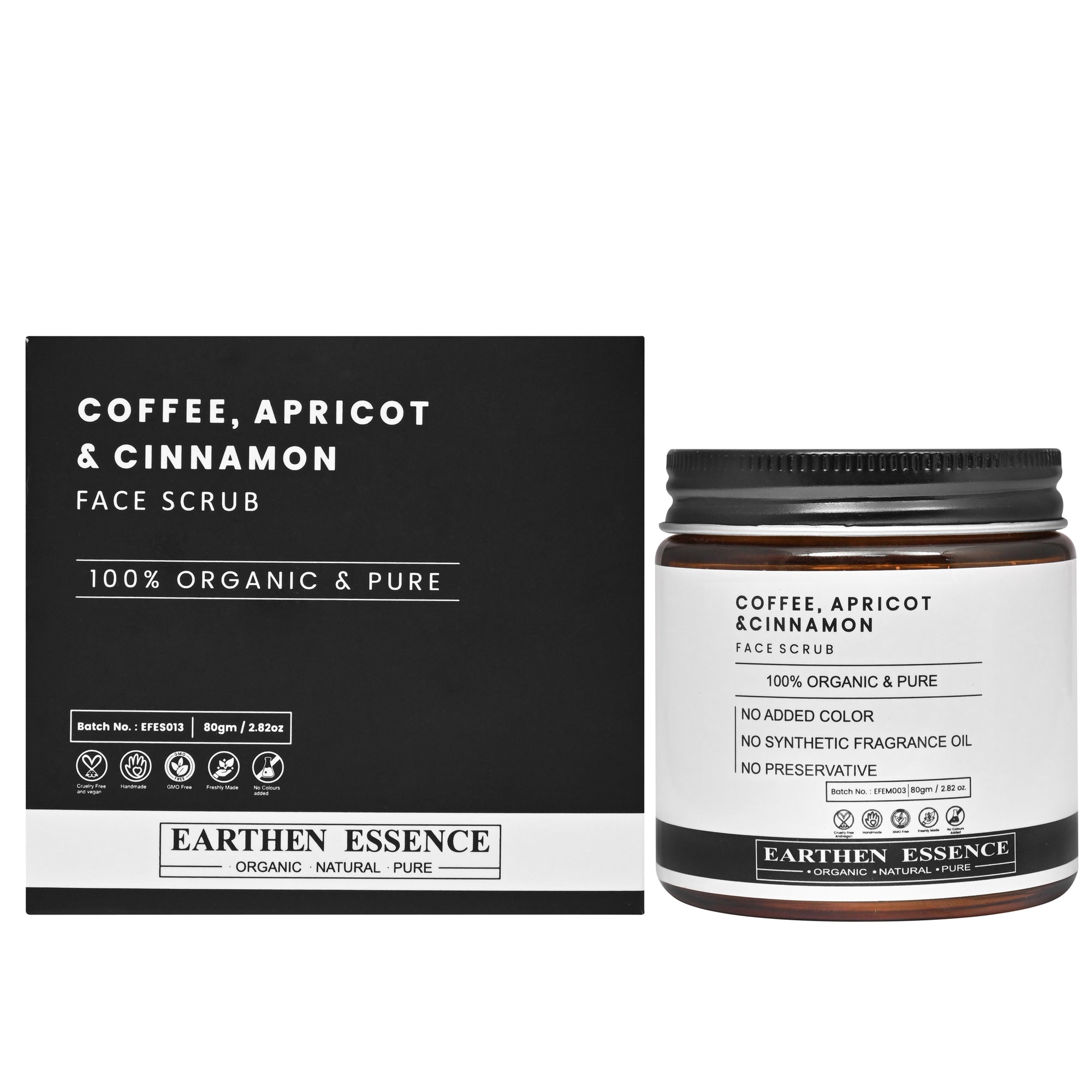 COFFEE, APRICOT & CINNAMON Organic Face Scrub Boosts Collagen Naturally | Gentle Exfoliation for Glowing, Youthful Skin | Anti-Aging & Tan Removal | Hydrates & Repairs Skin Barrier | 100g