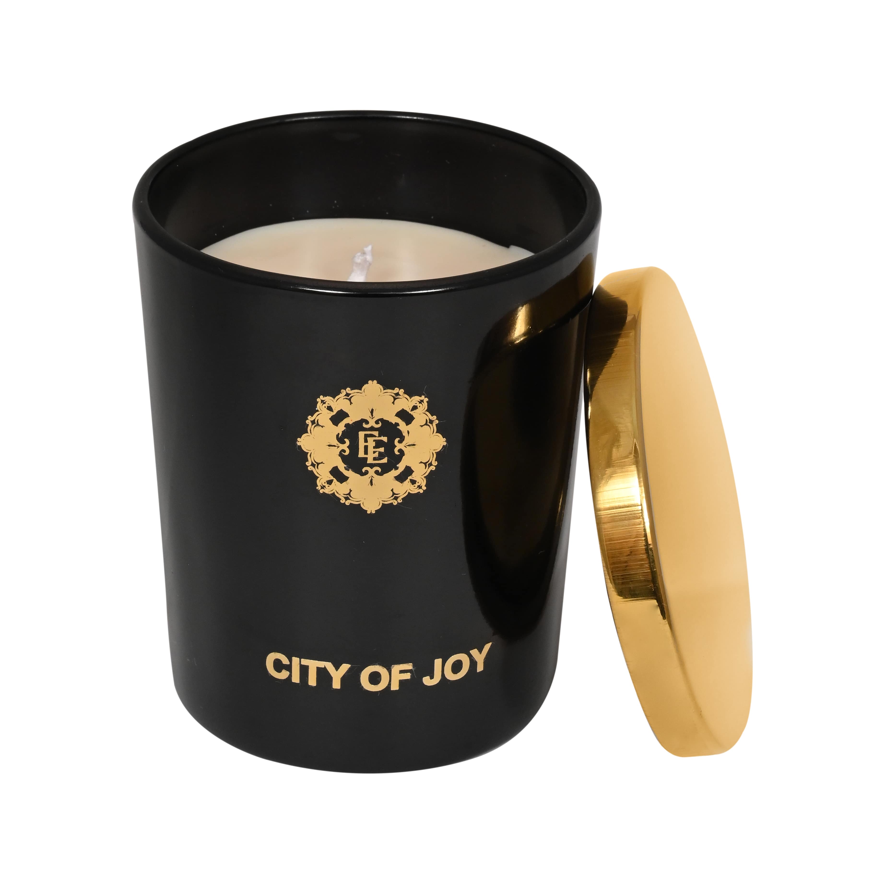 Luxury Scented Candle CITY OF JOY | 100% Natural Wax & Lead Free Cotton Wick | Upto 55 Hours of Clean Burning | Smokeless & Non-Toxic Candles | 290gm