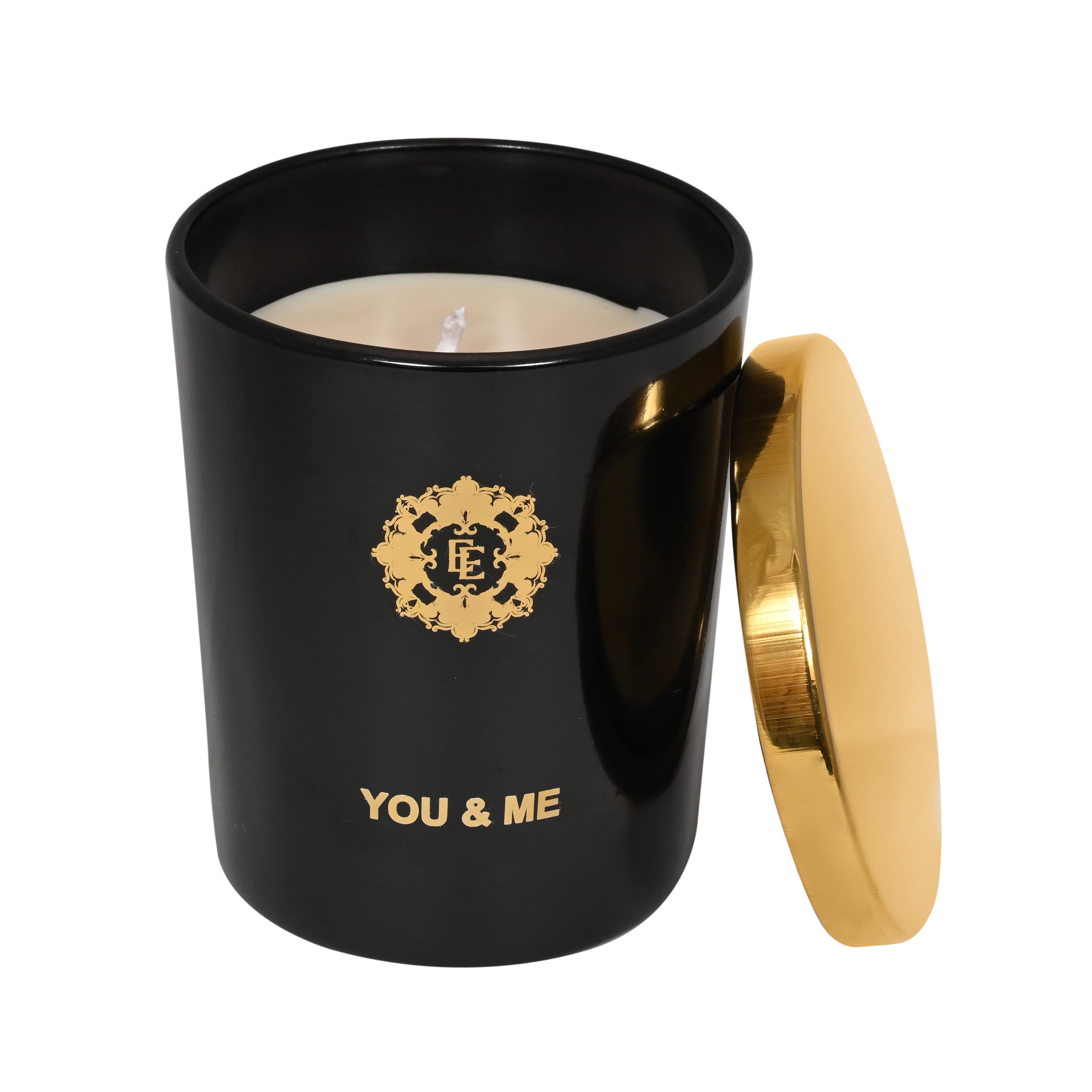 Luxury Scented Candle YOU & ME | 100% Natural Wax & Lead Free Cotton Wick | Upto 55 Hours of Clean Burning | Smokeless & Non-Toxic Candles | 290gm