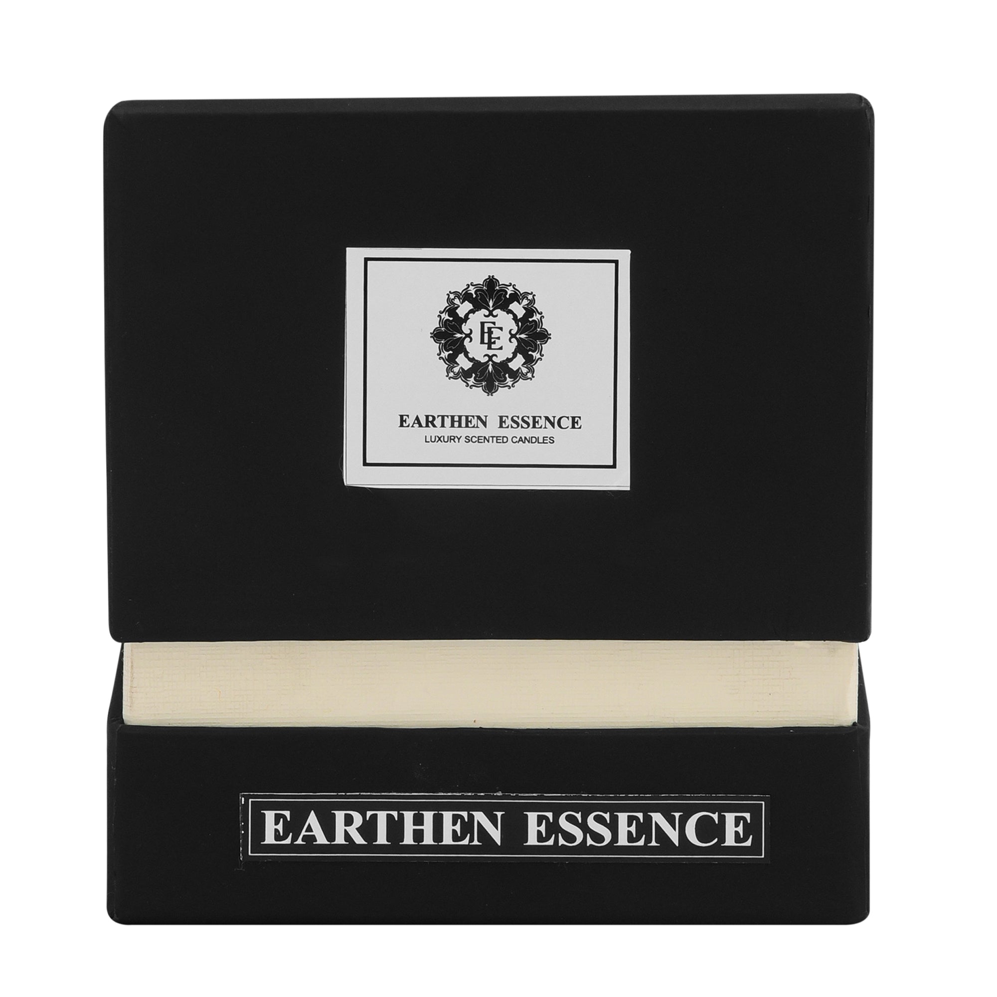 Earthen Essence SANDALWOOD & AMBER Luxury Scented Candle | 100% Natural Soy Wax With Wooden Wick | Smokeless & Non-Toxic Candles | 220gm
