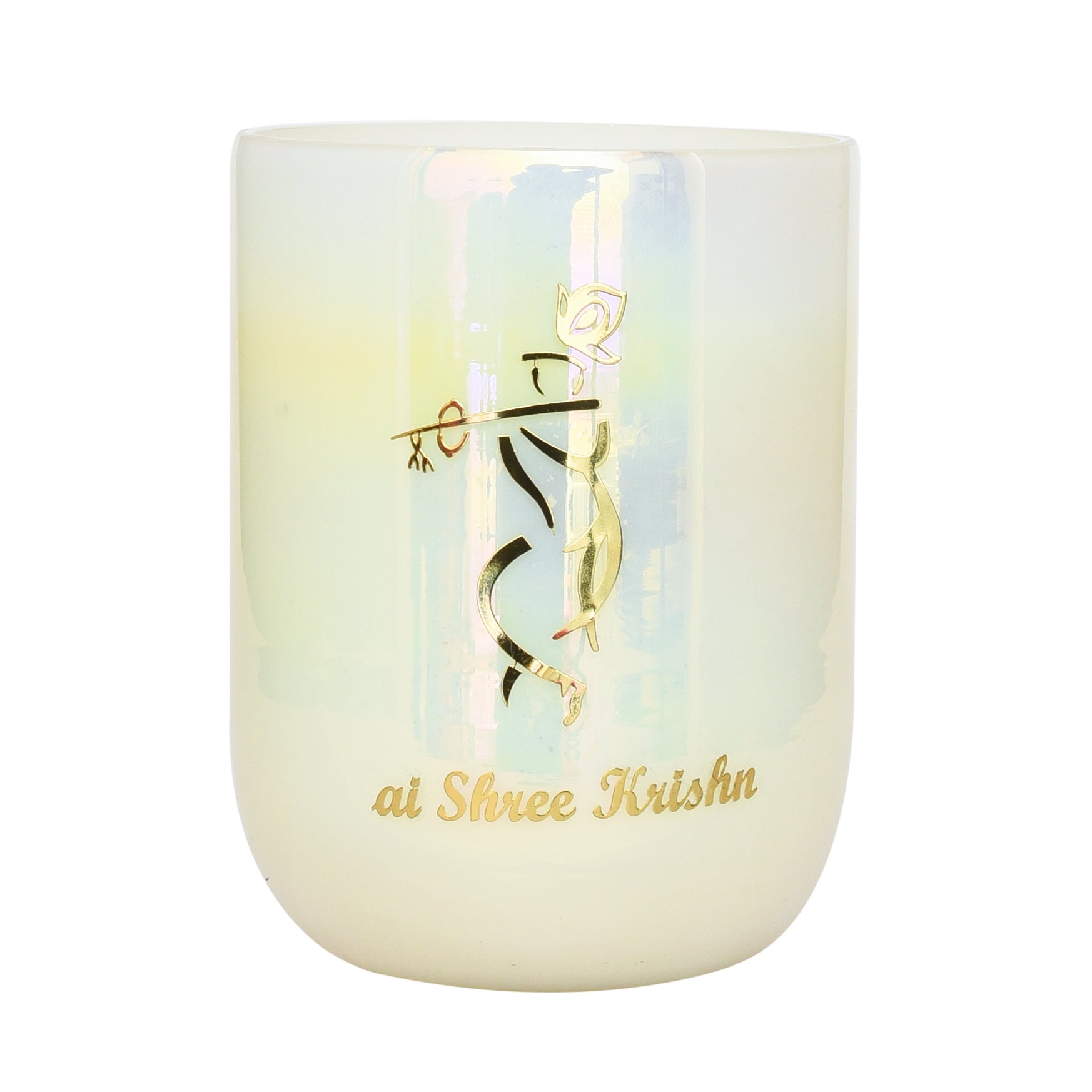 Divine JAI SHREE KRISHNA Luxury Scented Candle | With IFRA Certified Fragrance CHAMPA, BASIL & JASMINE | 100% Natural Soy Wax Eco-friendly | Smokeless & Non-Toxic | 220gm