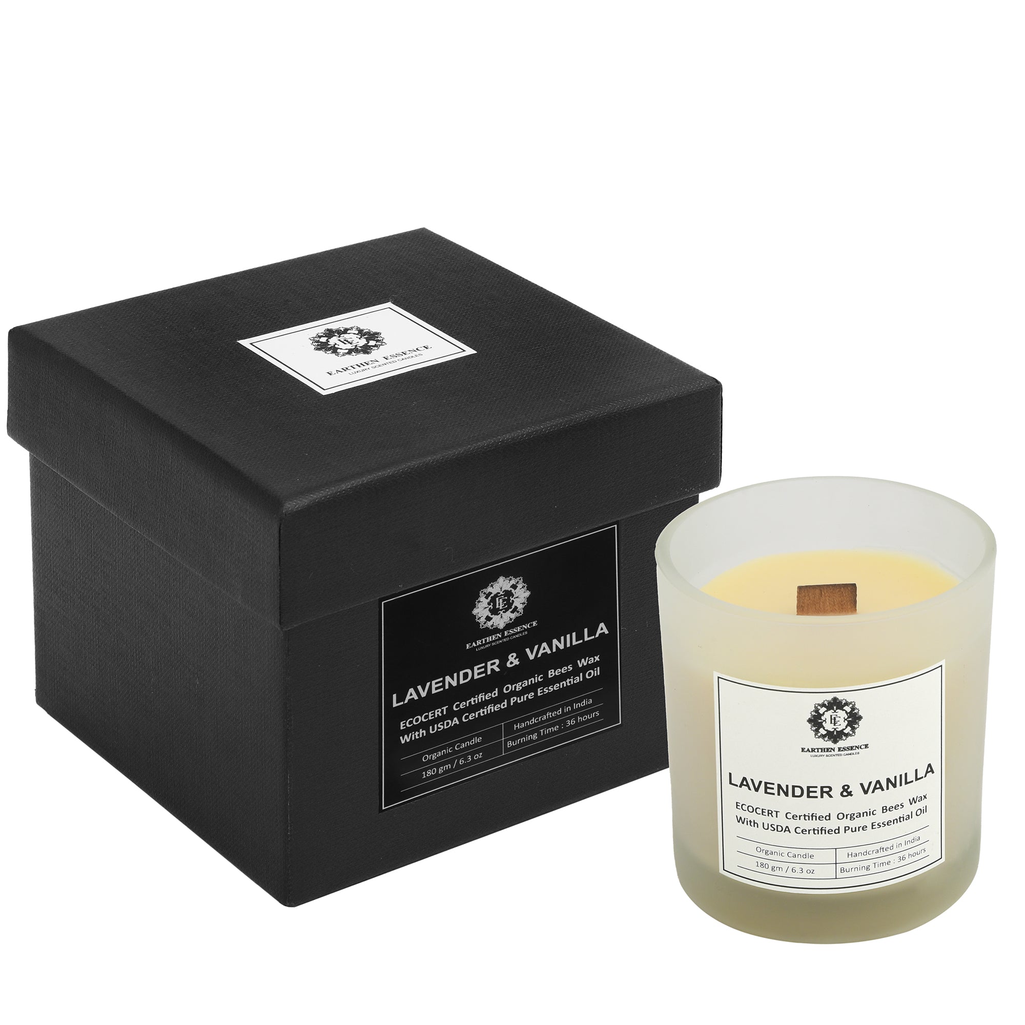 Organic Bee Wax Lavender and Vanilla Scented Candle